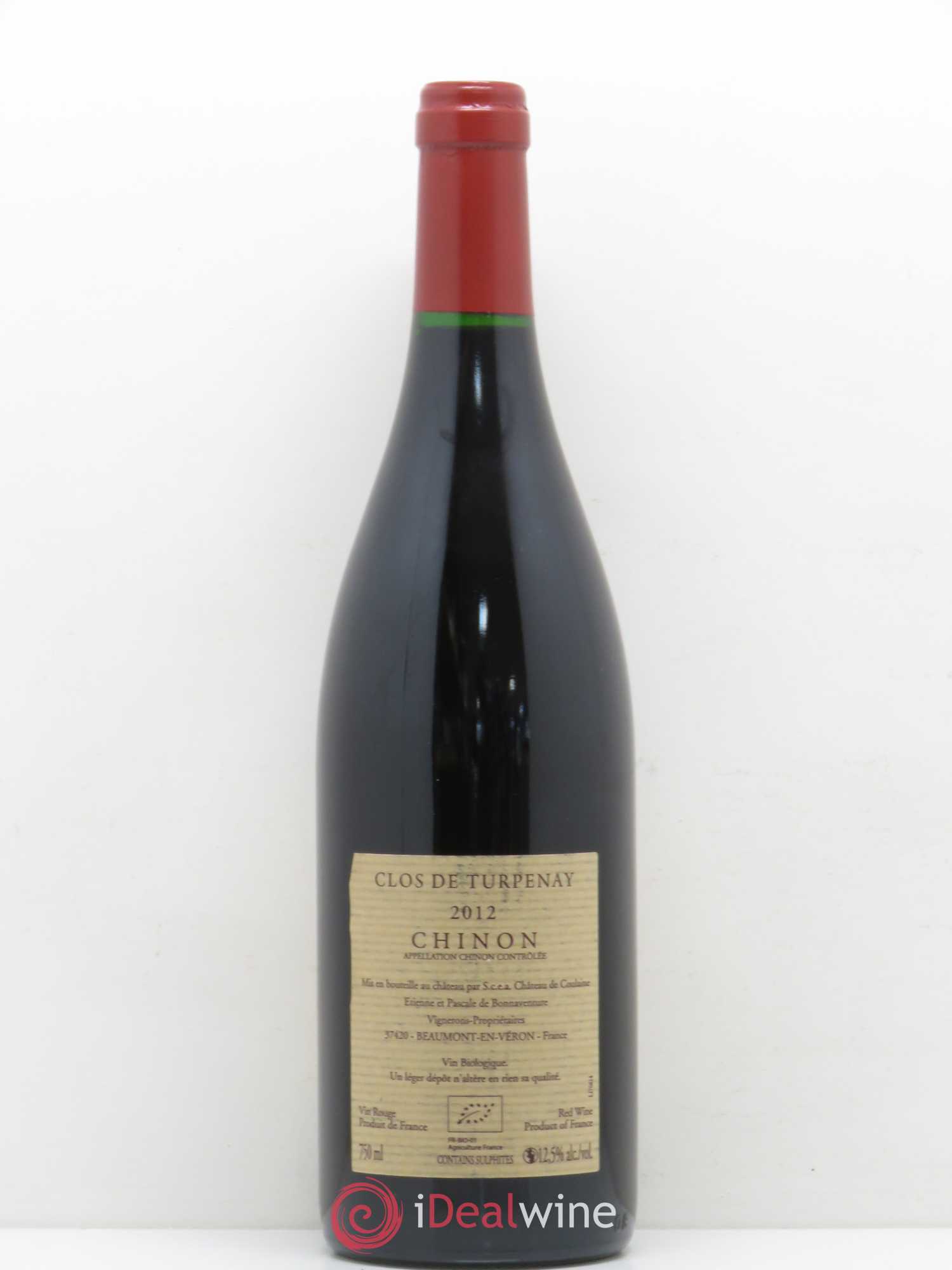 Chinon Château de Coulaine Clos de Turpenay (sans prix de réserve) 2012 - Lot de 1 bouteille - 1