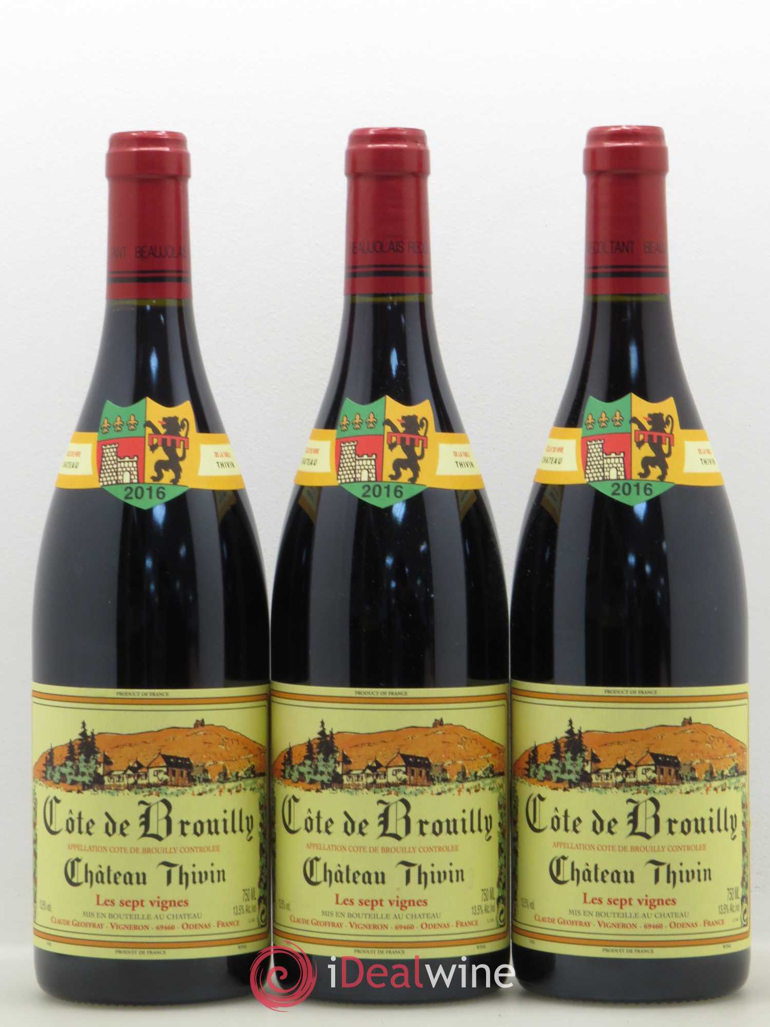 Côte de Brouilly Les 7 Vignes Château Thivin (sans prix de réserve) 2016 - Lot de 3 bouteilles - 0