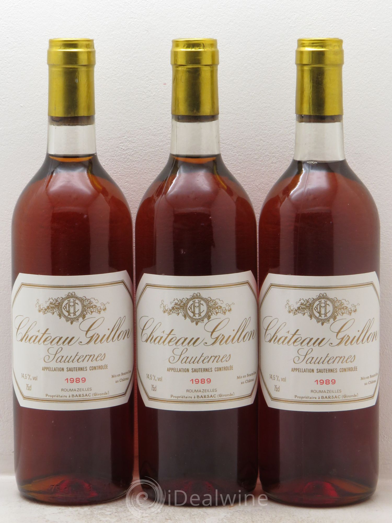 Sauternes Grillon 1989 - Lotto di 3 bottiglie - 0