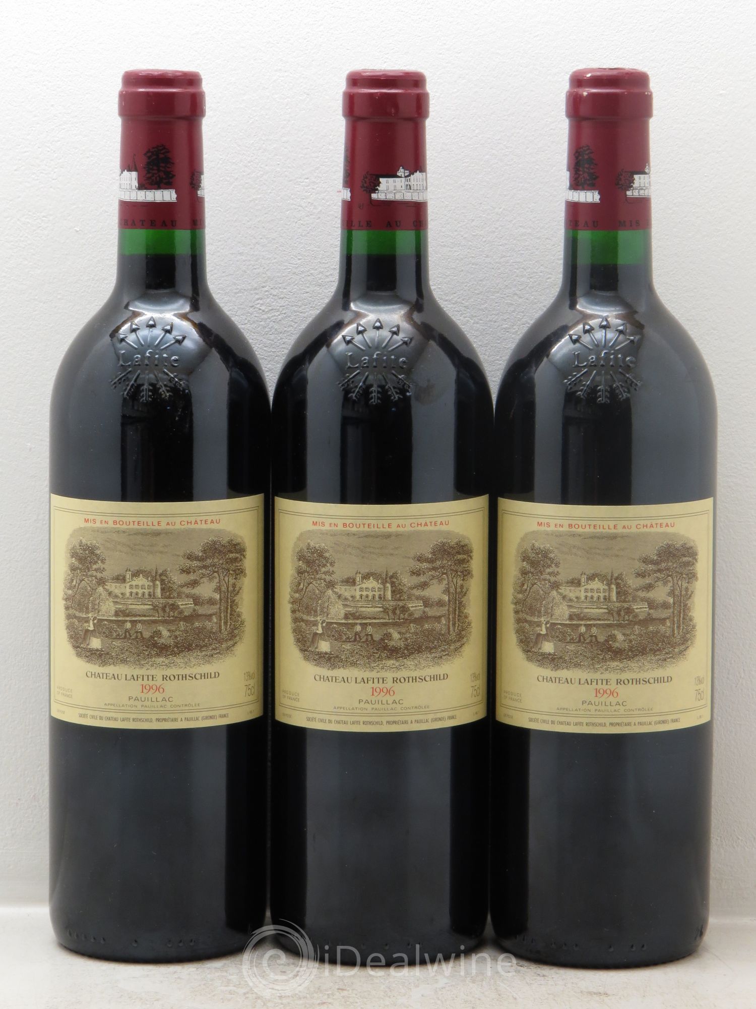 Château Lafite Rothschild 1er Grand Cru Classé 1996 - Lot de 3 bouteilles - 0