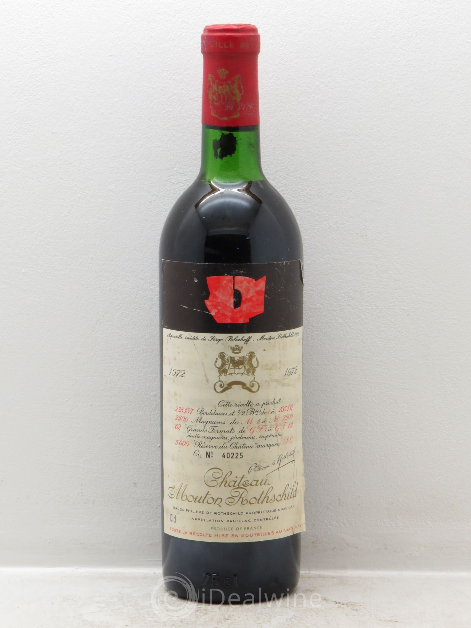 Château Mouton Rothschild 1er Grand Cru Classé 1972 - Lot de 2 bouteilles - 1