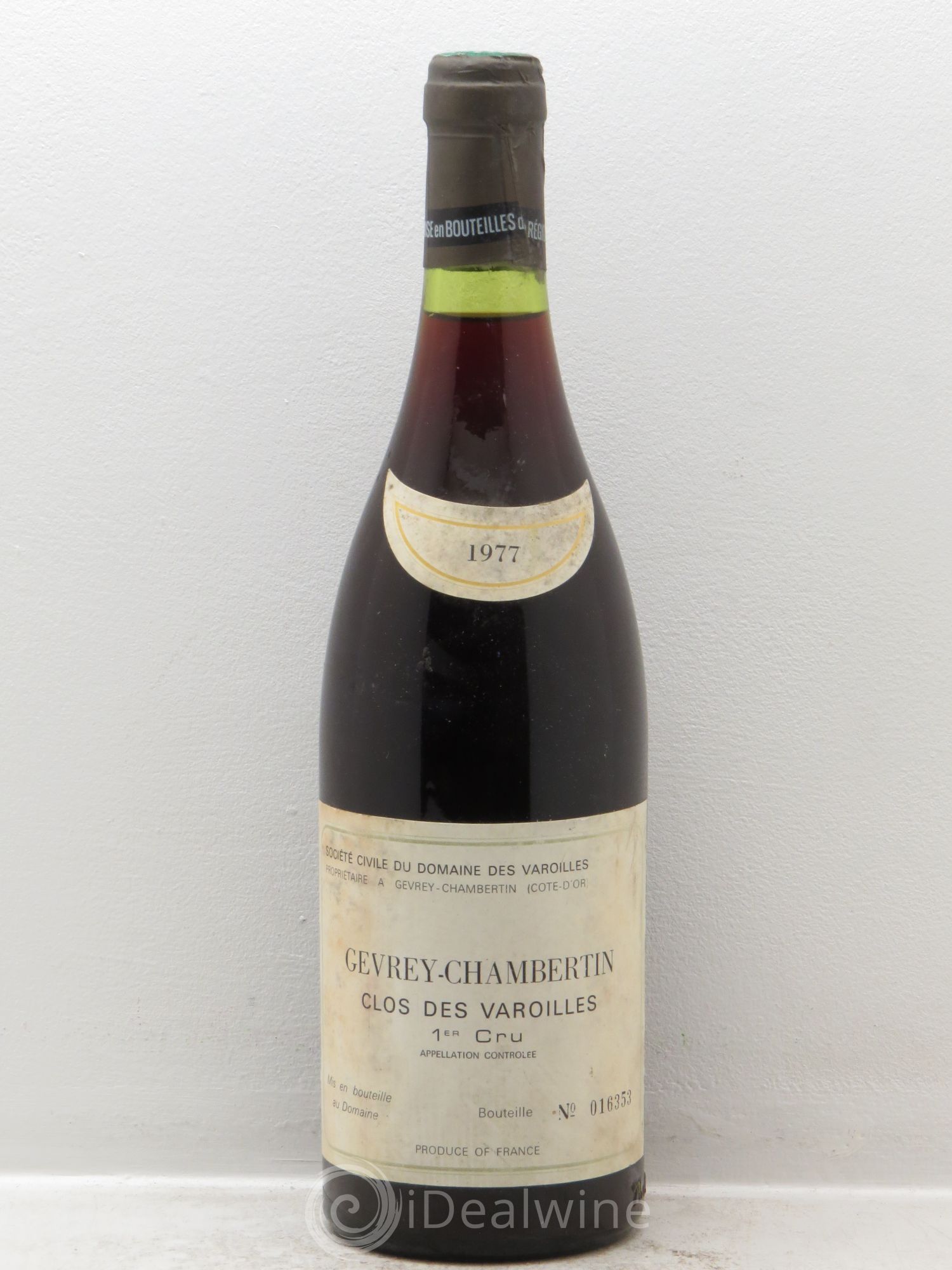 Gevrey-Chambertin 1er Cru Clos des Varoilles - Domaine des Varoilles 1977 - Posten von 1 Flasche - 0