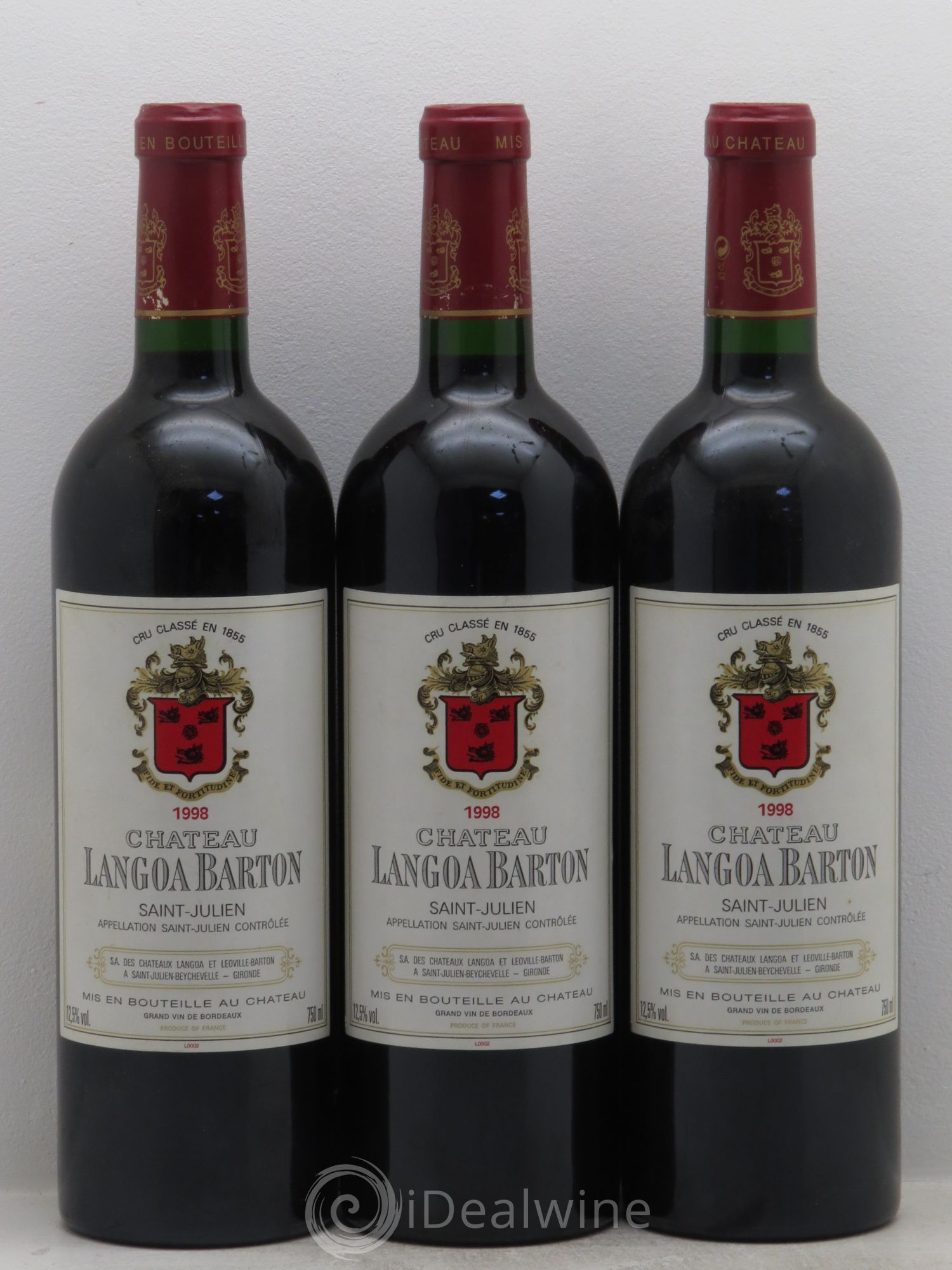 Château Langoa Barton 3ème Grand Cru Classé 1998 - Lot de 3 bouteilles - 0