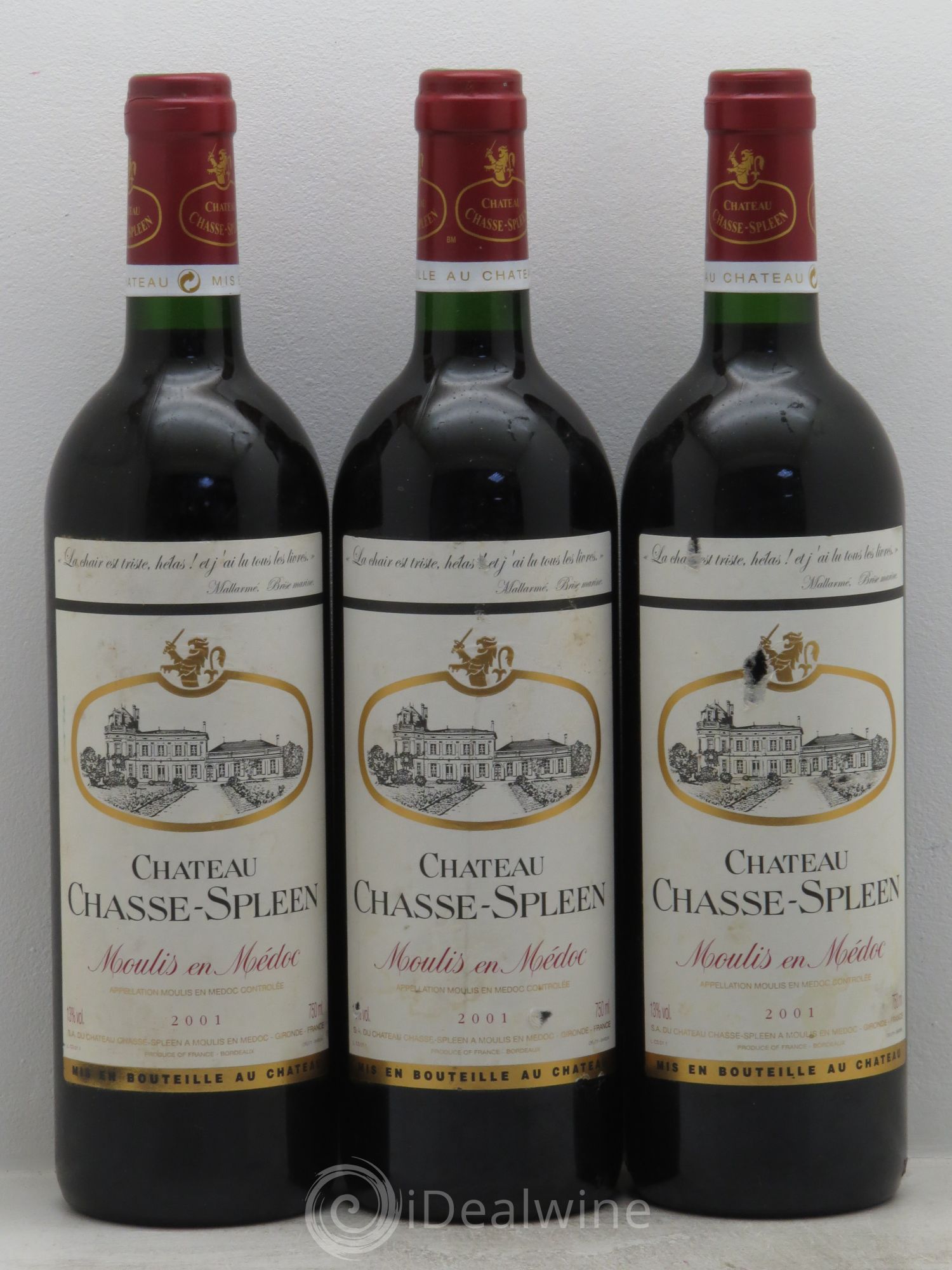 Château Chasse Spleen 2001 - Lot de 3 bouteilles - 0