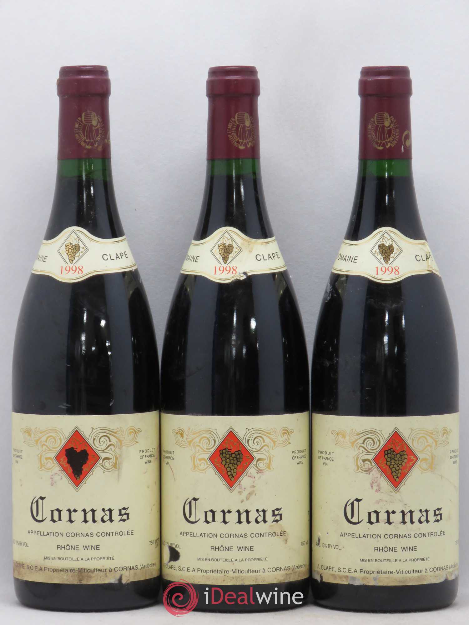 Cornas Auguste Clape 1998 - Lot de 3 bouteilles - 0