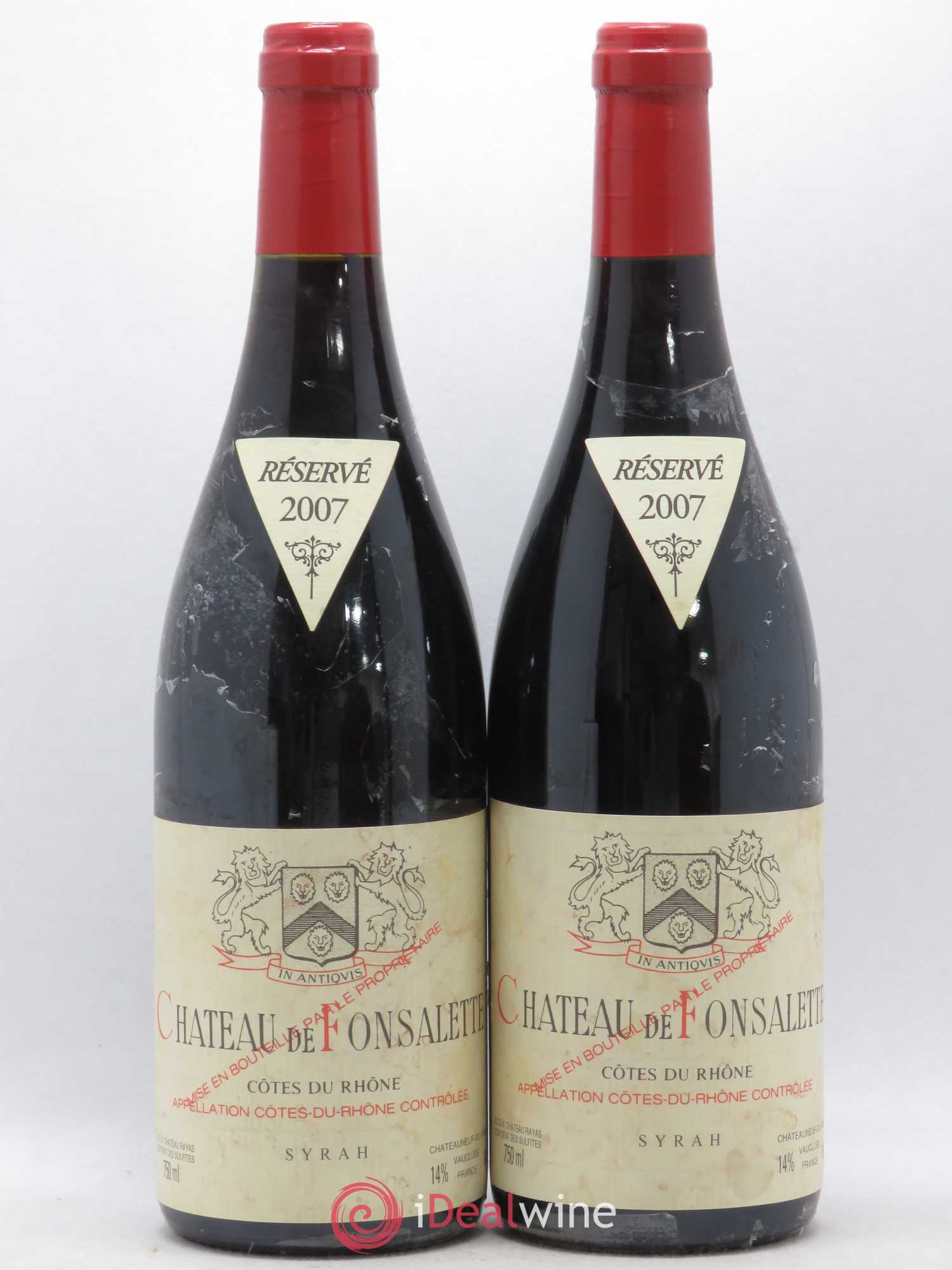 Côtes-du-Rhône Cuvée Syrah Château de Fonsalette 2007 - Lot de 2 bouteilles - 0