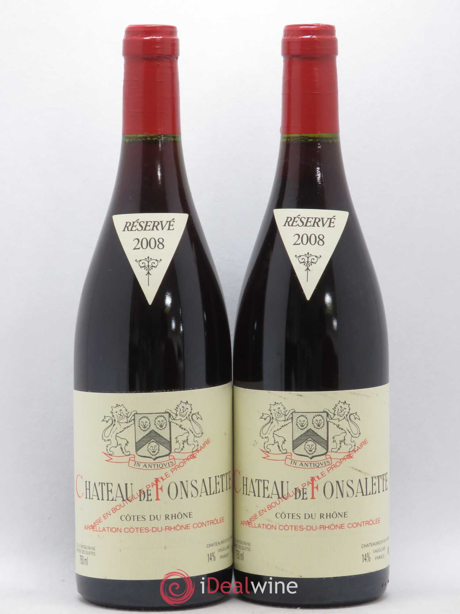 Côtes-du-Rhône Château de Fonsalette Emmanuel Reynaud 2008 - Lot de 2 bouteilles - 0