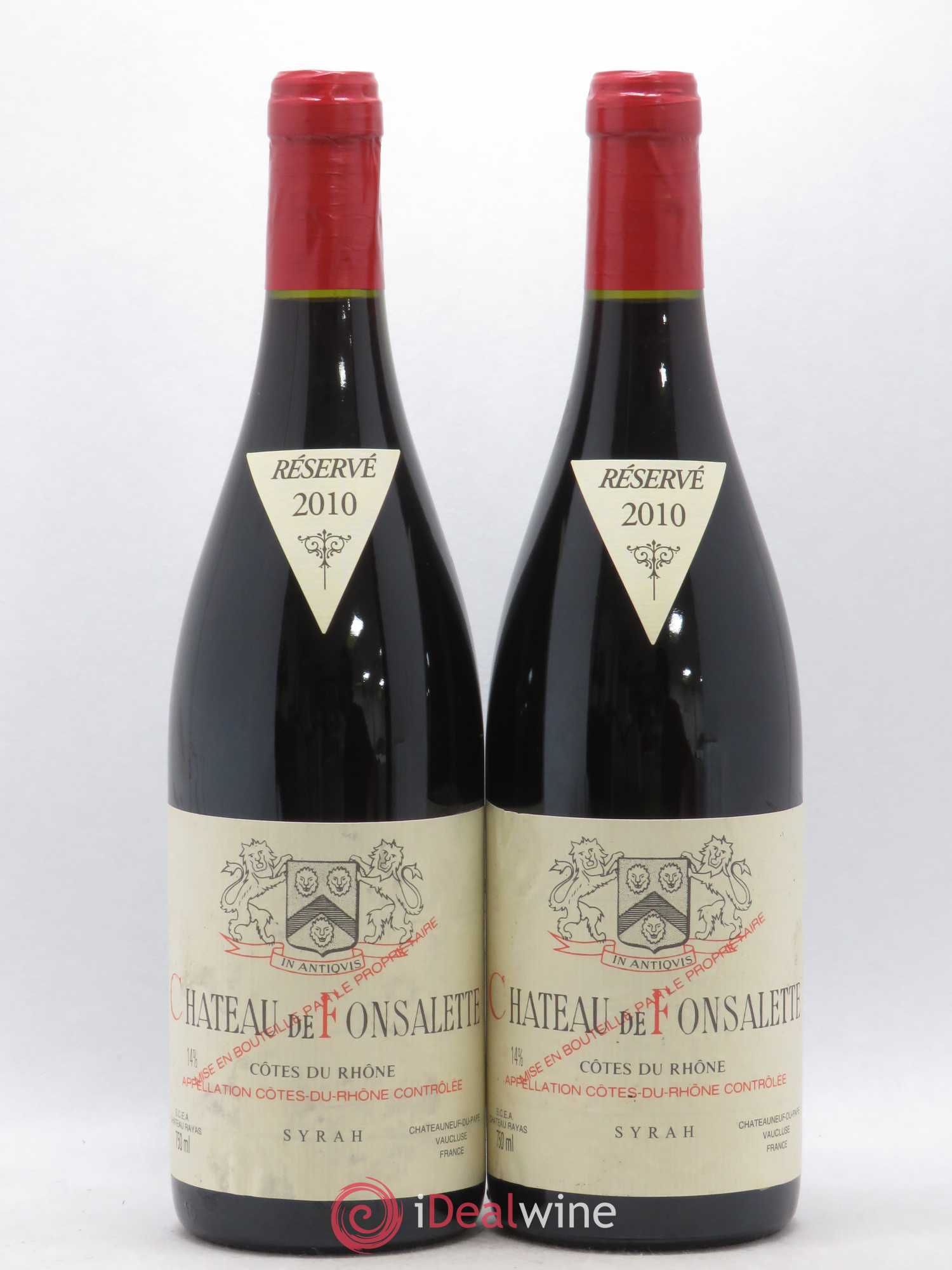 Côtes-du-Rhône Cuvée Syrah Château de Fonsalette 2010 - Lot de 2 bouteilles - 0