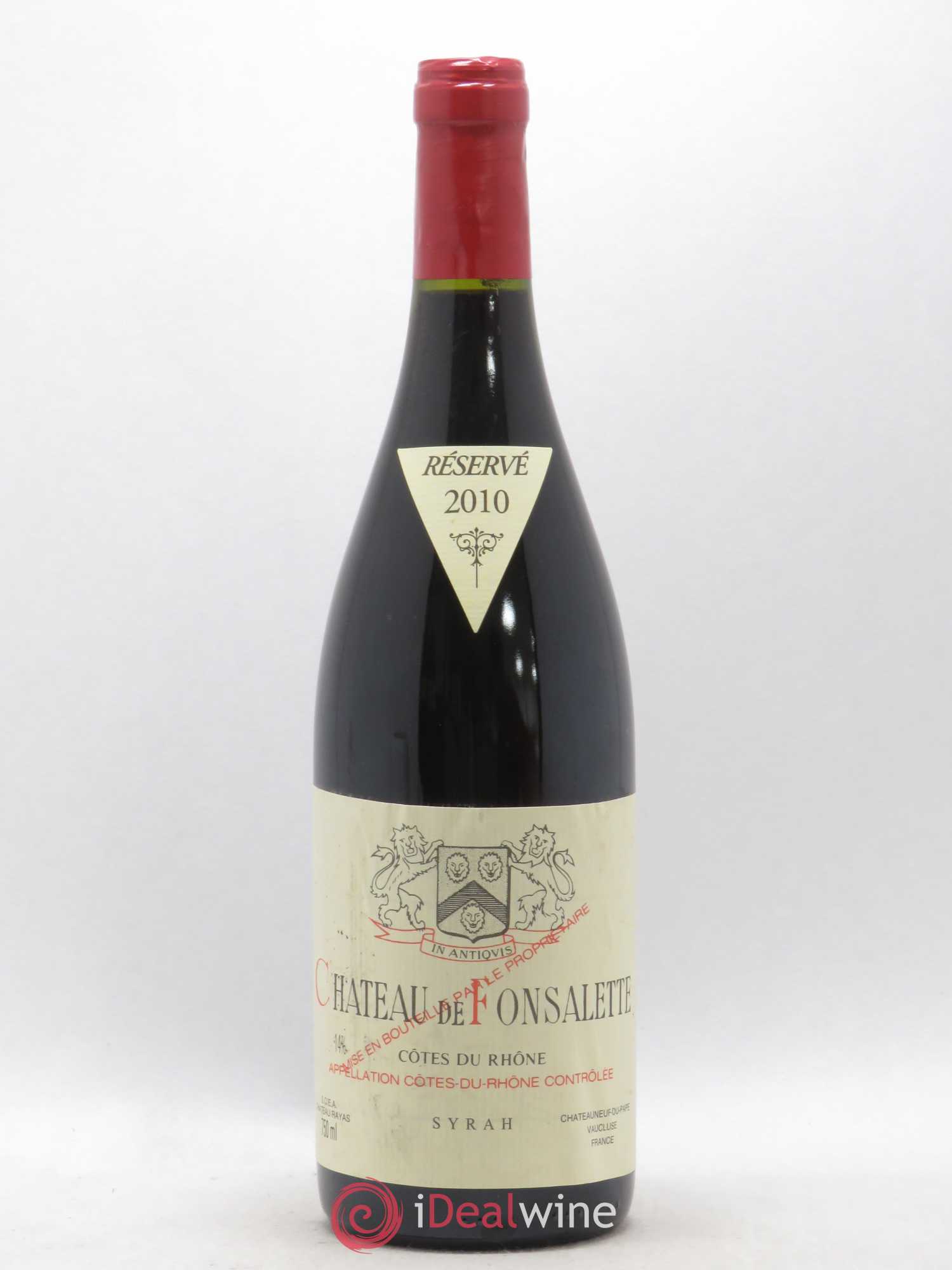 Côtes-du-Rhône Cuvée Syrah Château de Fonsalette 2010 - Lot de 1 bouteille - 0