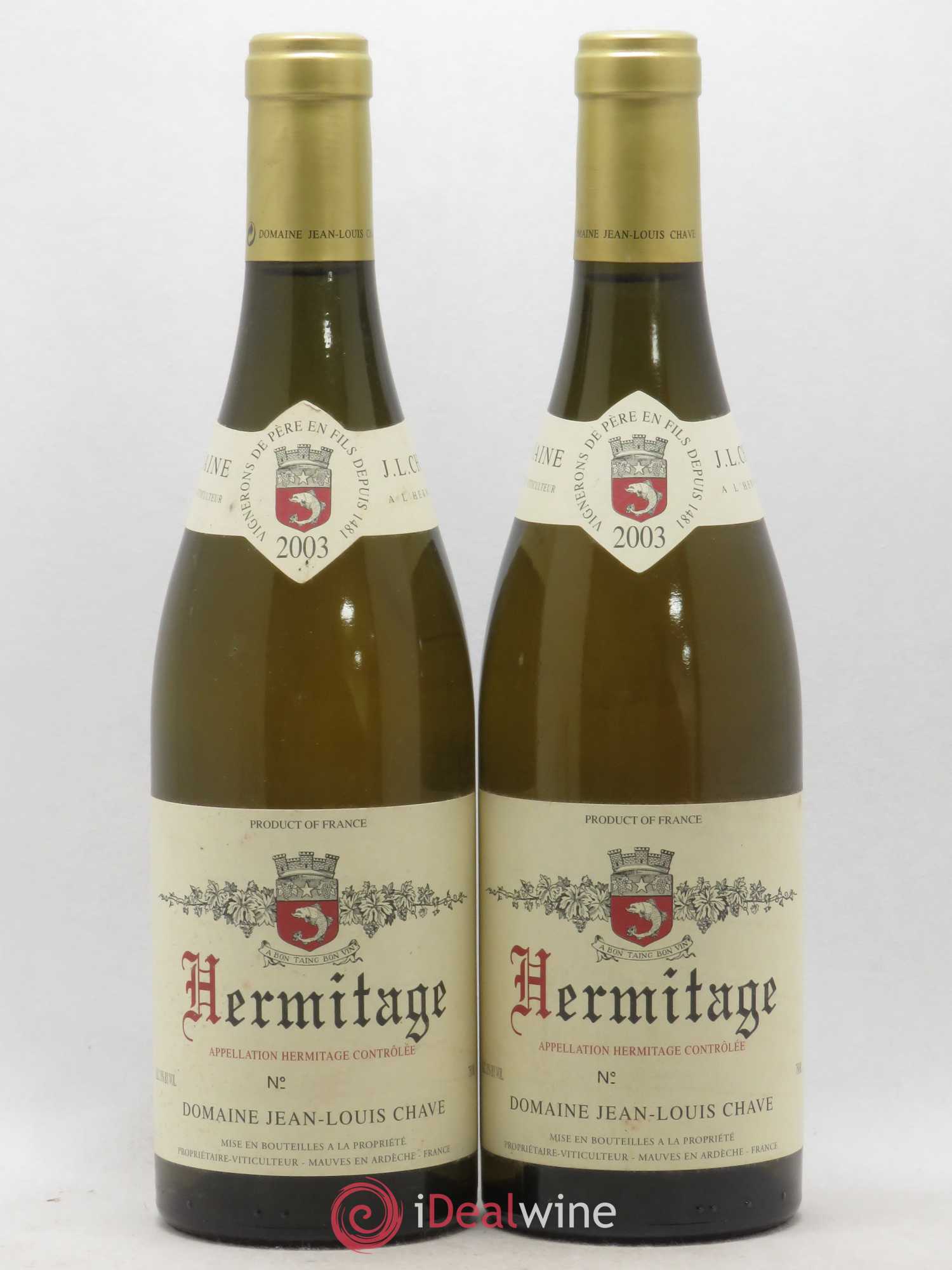Hermitage Jean-Louis Chave 2003 - Lot de 2 bouteilles - 0