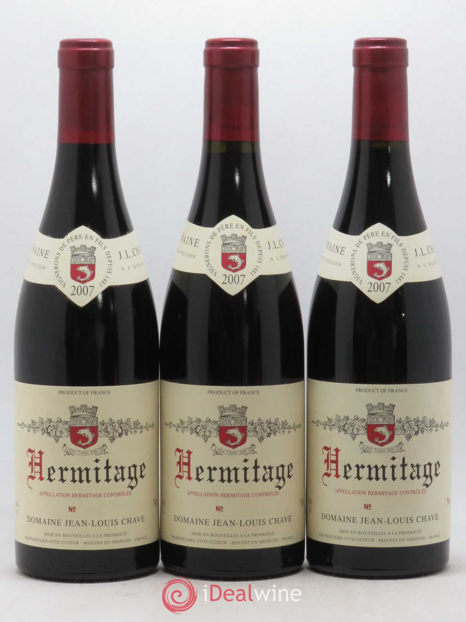 Hermitage Jean-Louis Chave 2007 - Lot de 3 bouteilles - 0