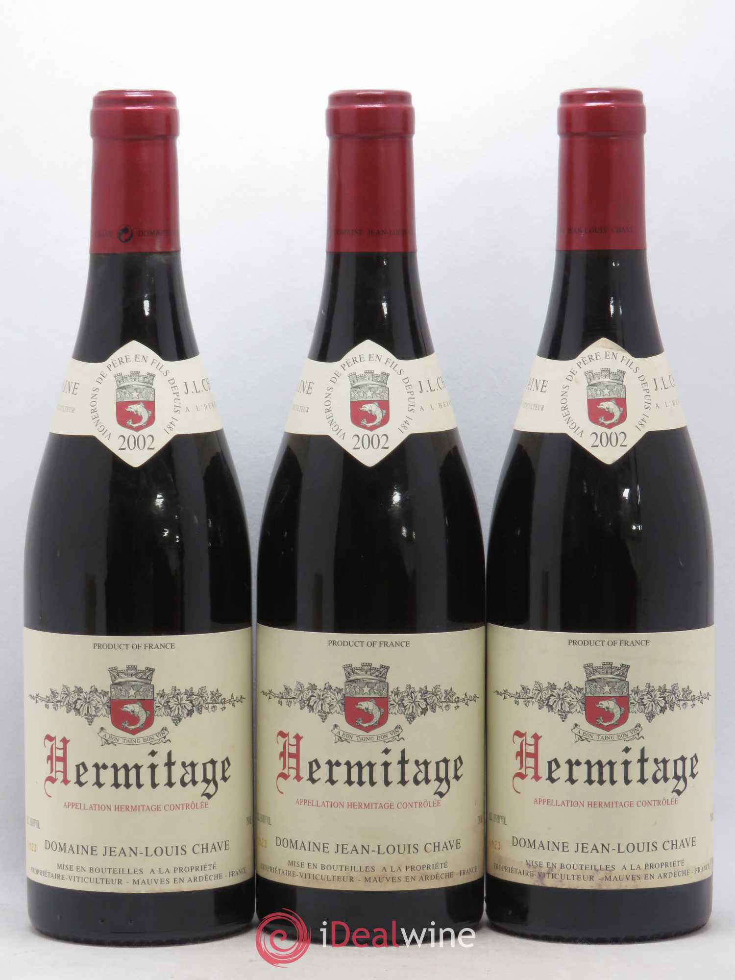 Hermitage Jean-Louis Chave 2002 - Lot de 3 bouteilles - 0