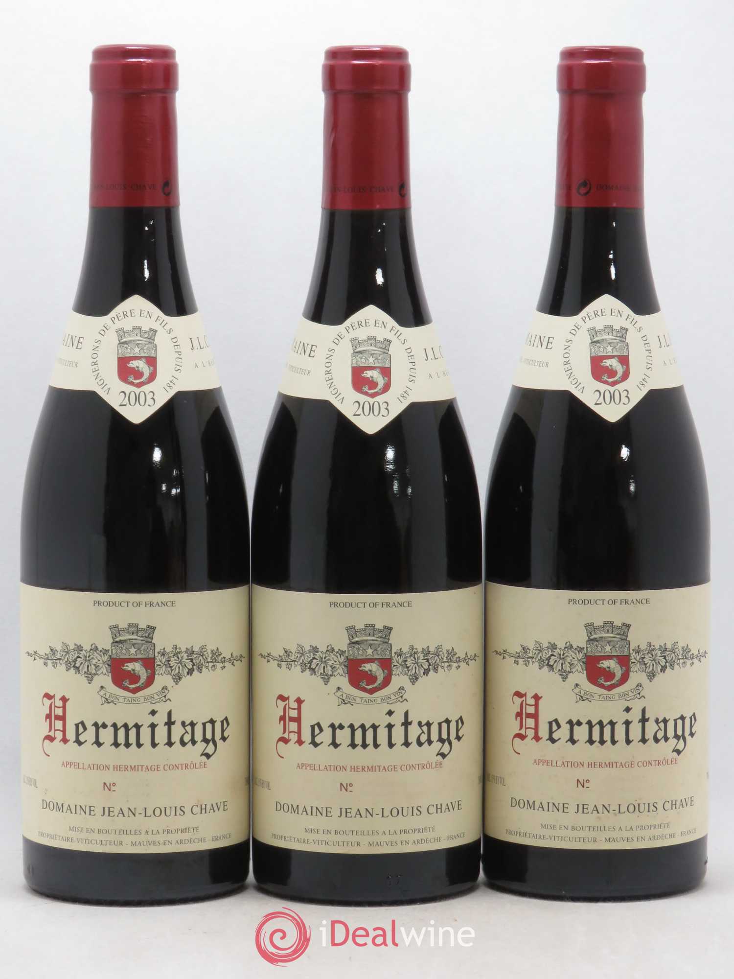 Hermitage Jean-Louis Chave 2003 - Lot de 3 bouteilles - 0