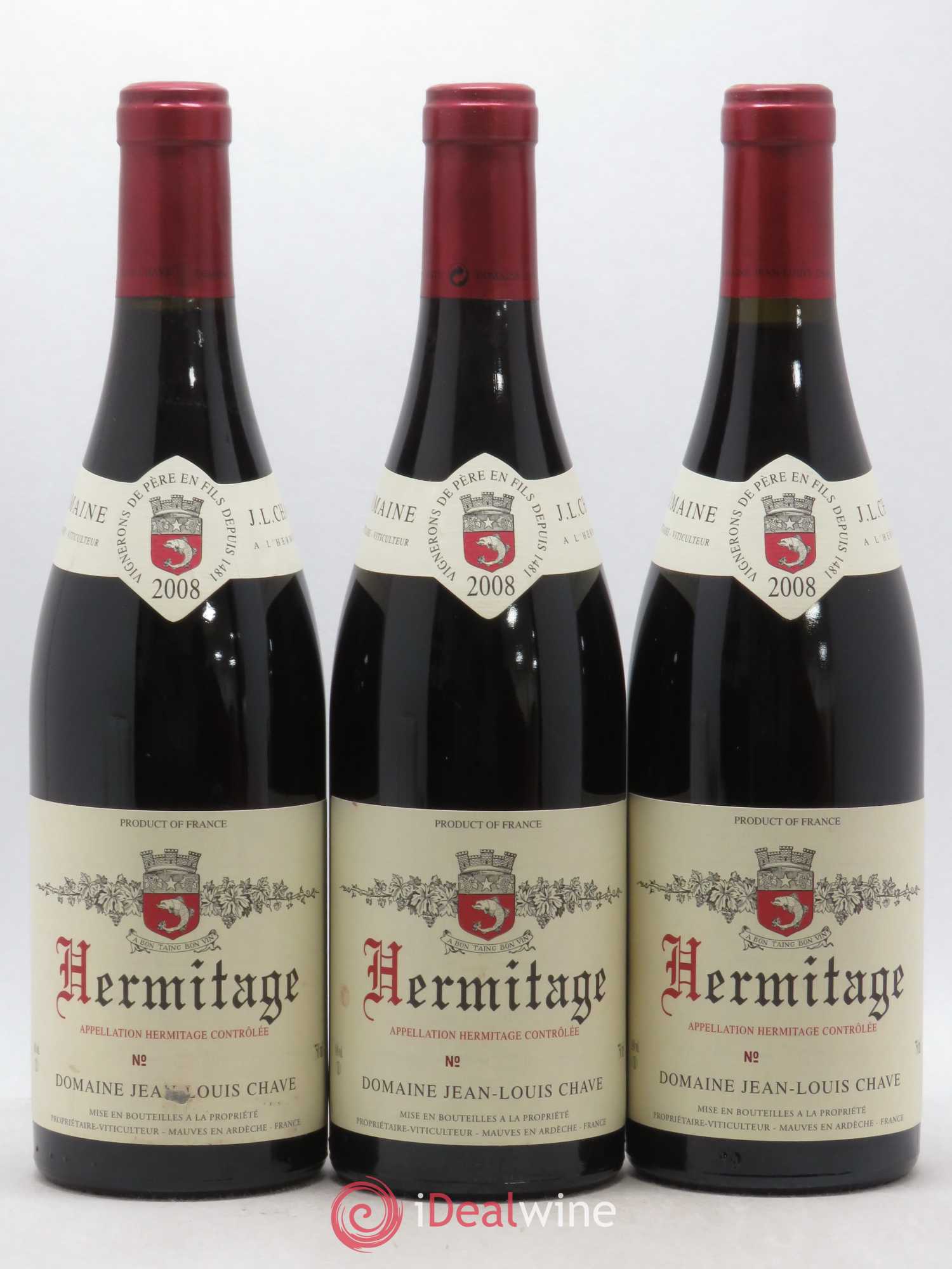Hermitage Jean-Louis Chave 2008 - Lot de 3 bouteilles - 0