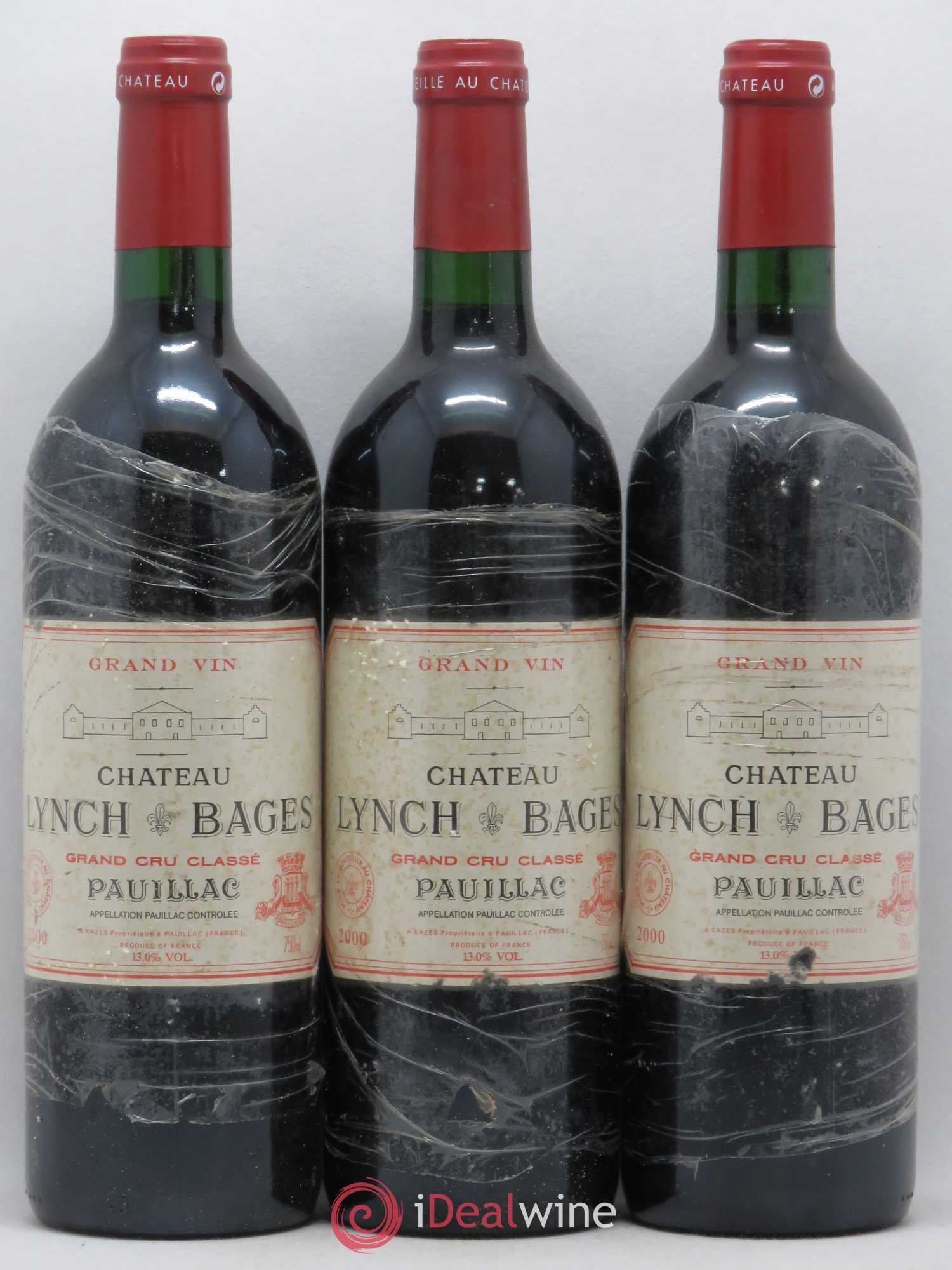 Château Lynch Bages 5ème Grand Cru Classé 2000 - Lot de 3 bouteilles - 0