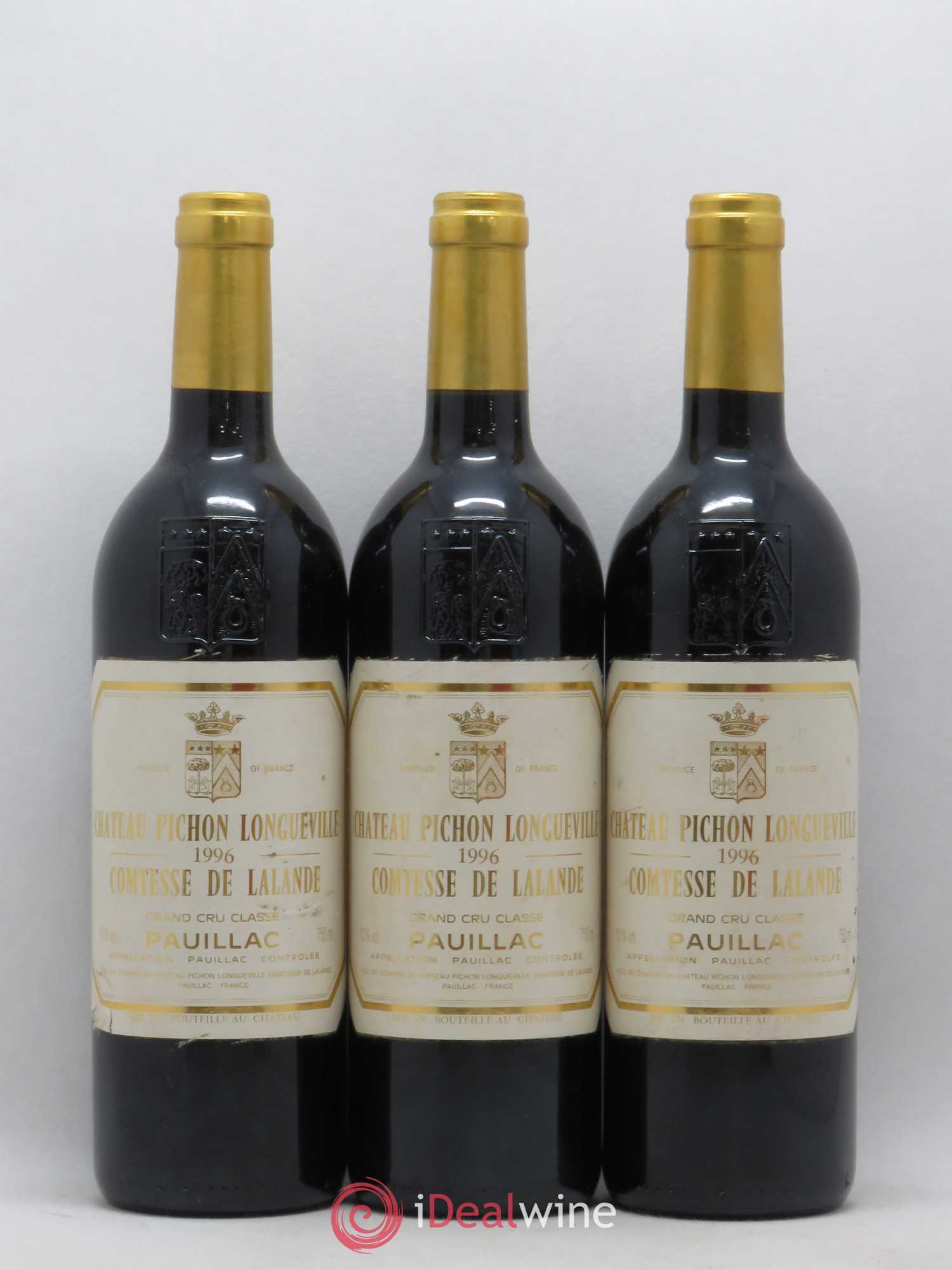 Château Pichon Longueville Comtesse de Lalande 2ème Grand Cru Classé 1996 - Lot de 3 bouteilles - 0