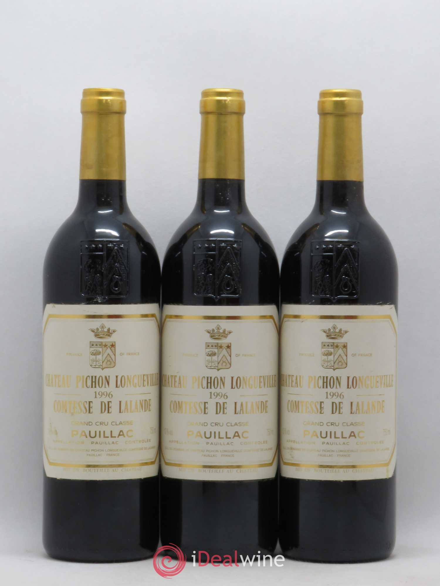 Château Pichon Longueville Comtesse de Lalande 2ème Grand Cru Classé 1996 - Lot de 3 bouteilles - 0