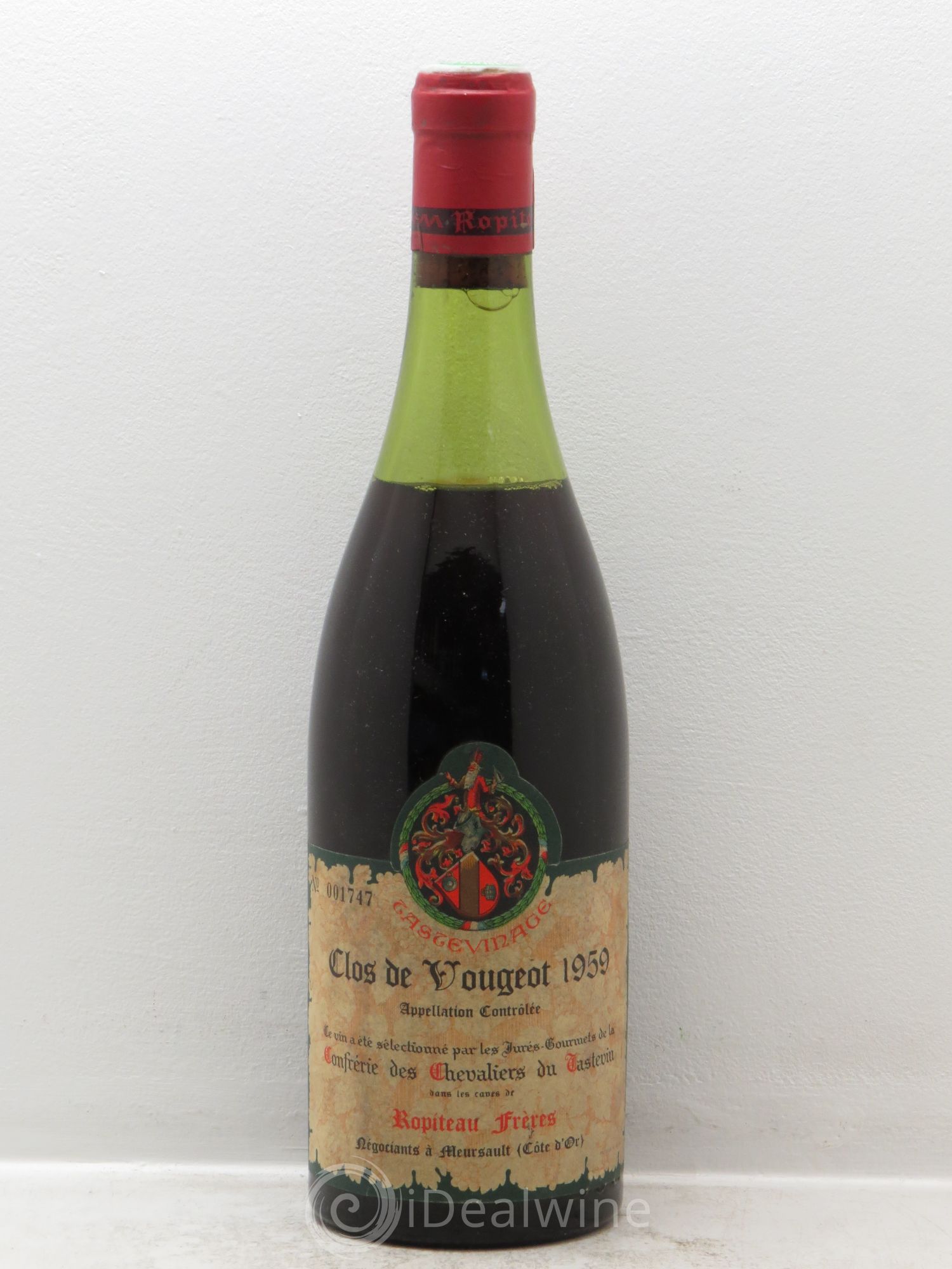 Clos de Vougeot Grand Cru Conf. Tastevin Ropiteau Frères 1959 - Lot de 1 bouteille - 0