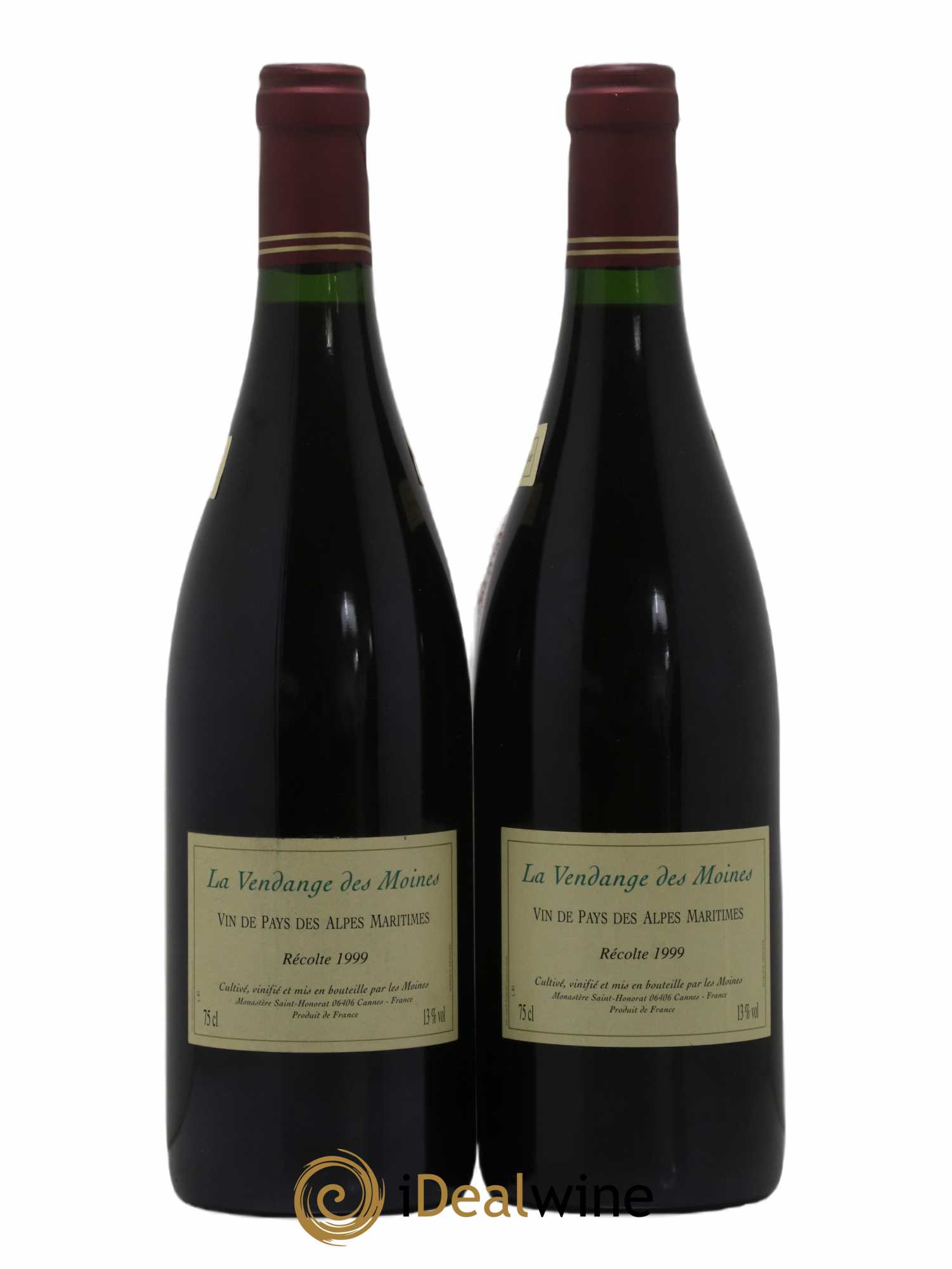 IGP Méditerranée Vendange des Moines Abbaye de Lérins 1999 - Lot of 2 bottles - 1