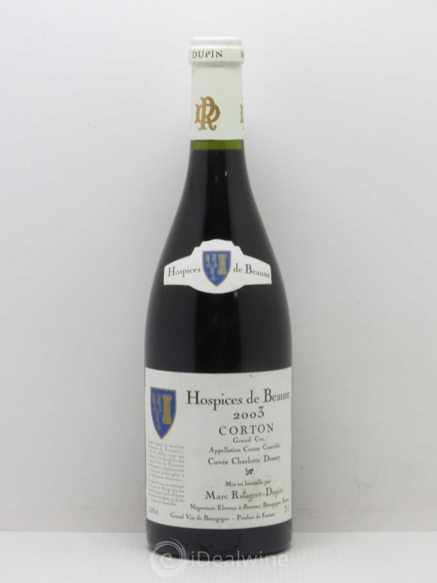 Corton Grand Cru Cuvée Charlotte Dumay Hospices de Beaune Domaine Rougeot Dupin 2003 - Posten von 1 Flasche - 0