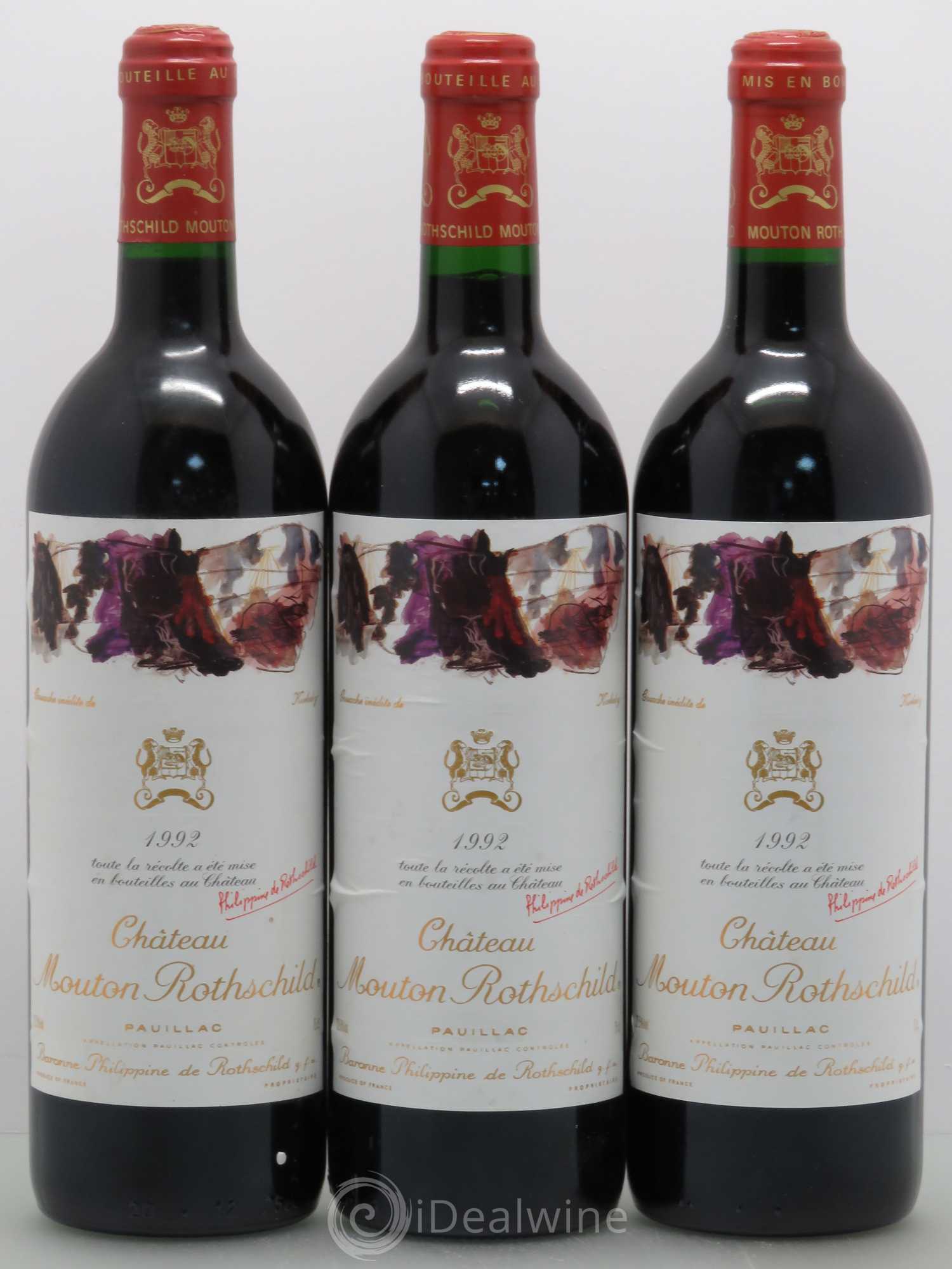 Château Mouton Rothschild 1er Grand Cru Classé 1992 - Lot de 3 bouteilles - 0