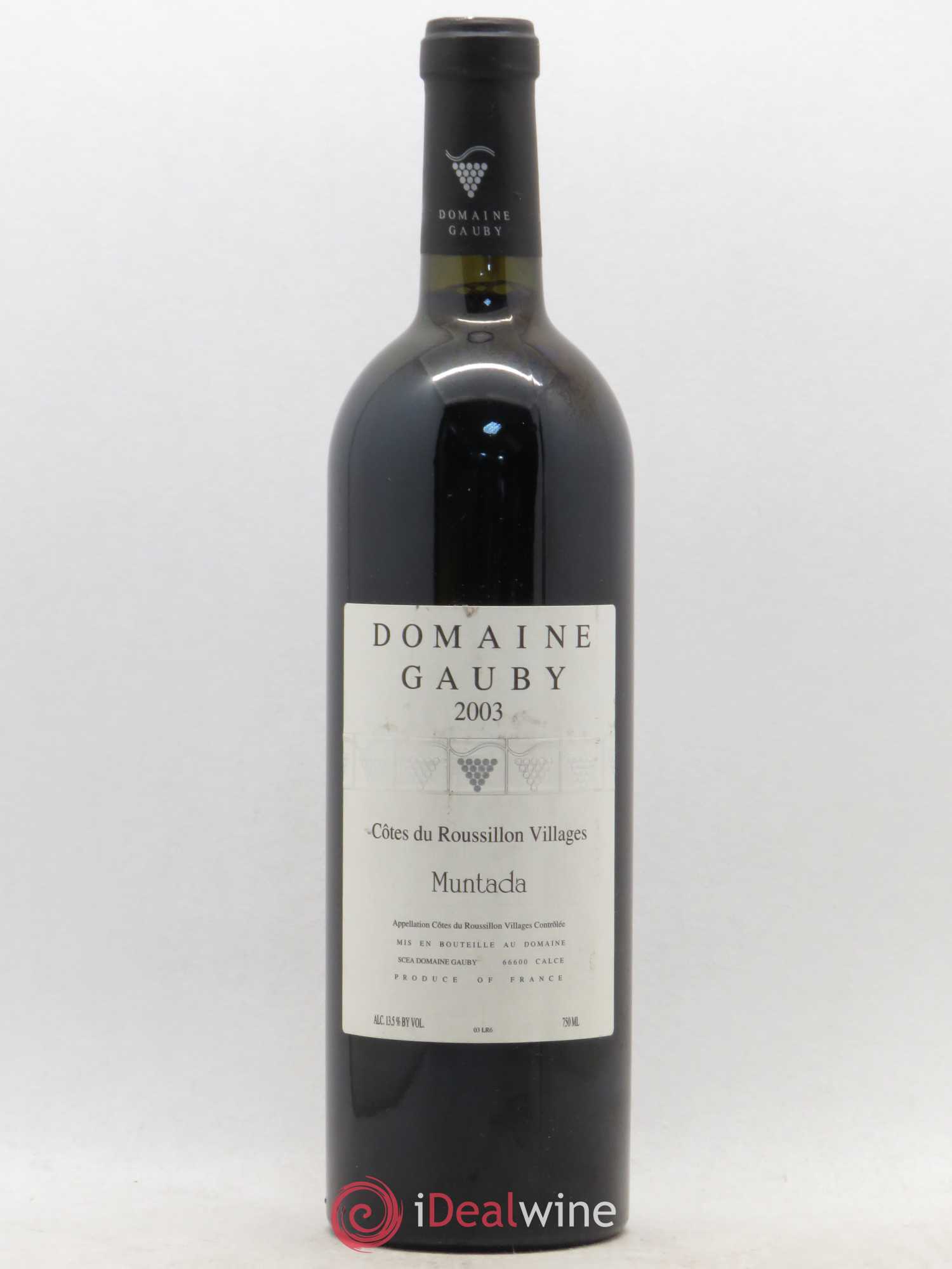 Côtes Catalanes (anciennement Côtes du Roussillon Villages) La Muntada Gauby (Domaine) 2003 - Lot de 1 bouteille - 0