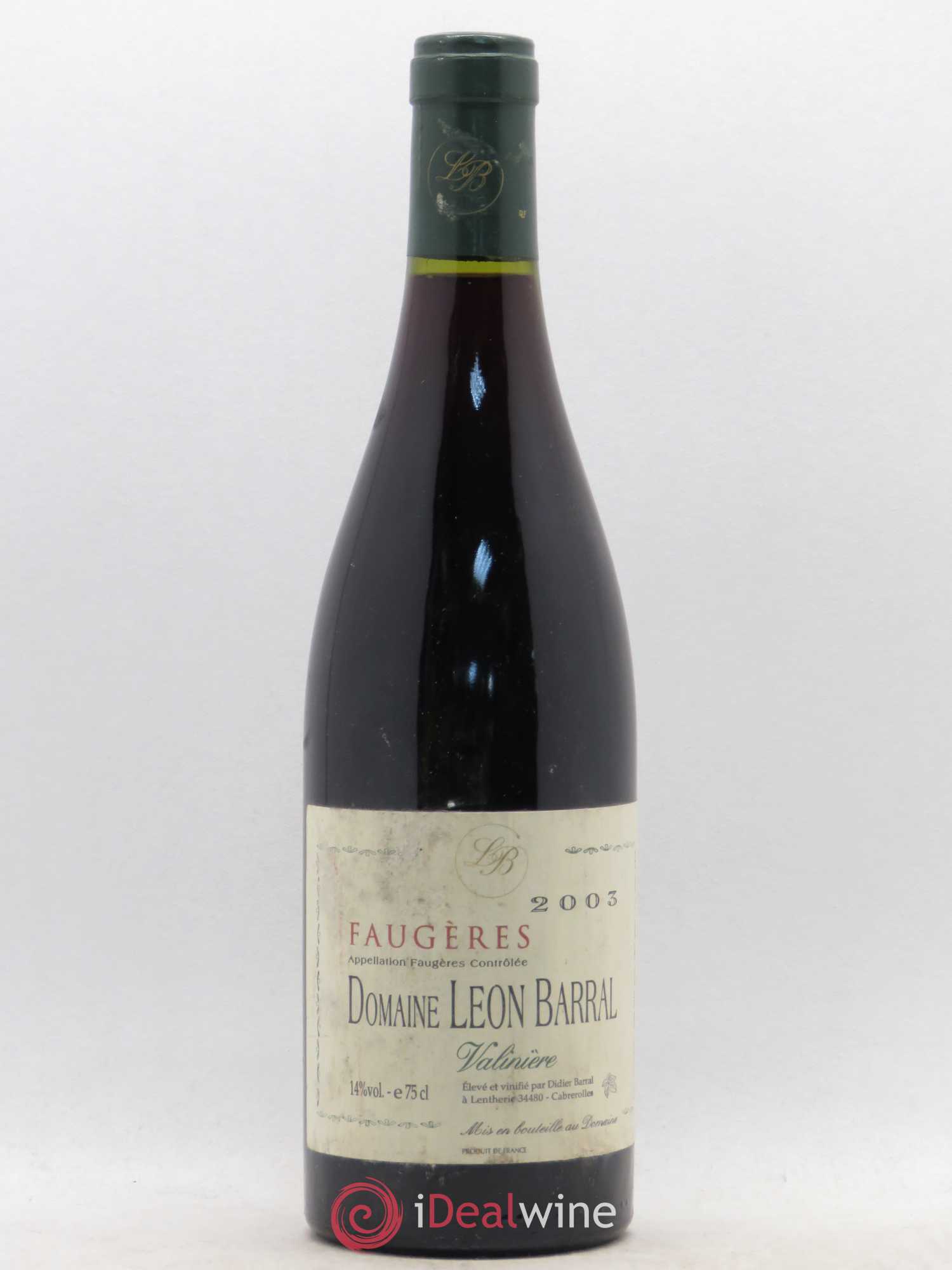 Faugères Valinière Domaine Léon Barral 2003 - Lot de 1 bouteille - 0
