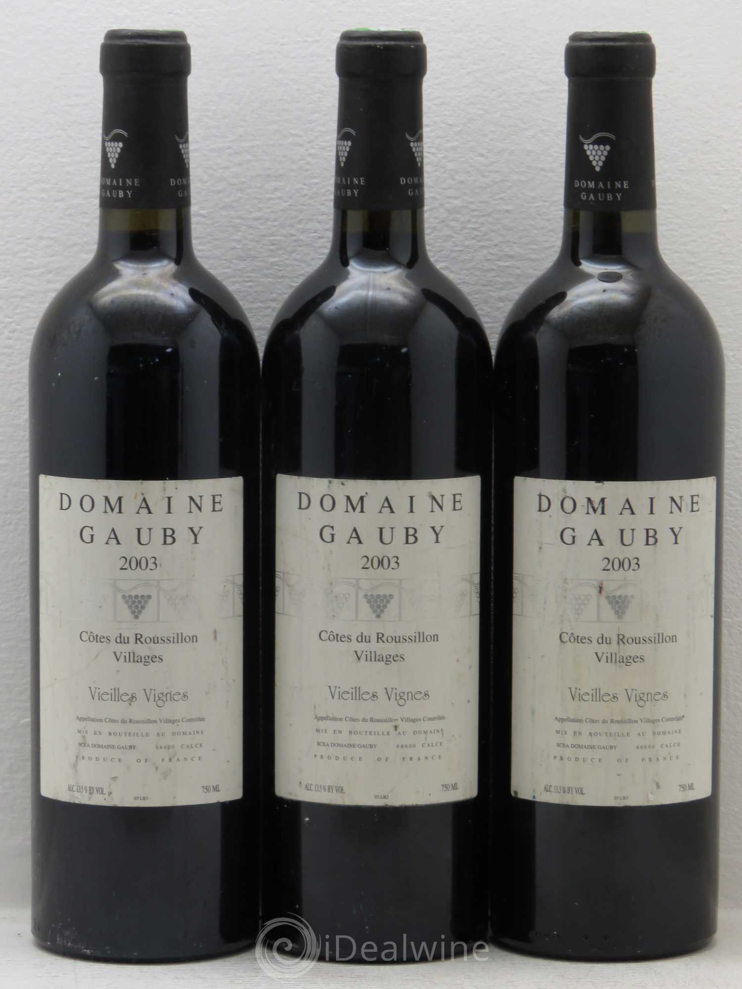 Côtes du Roussillon Villages Vieilles vignes Gauby (Domaine) 2003 - Lot de 3 bouteilles - 0