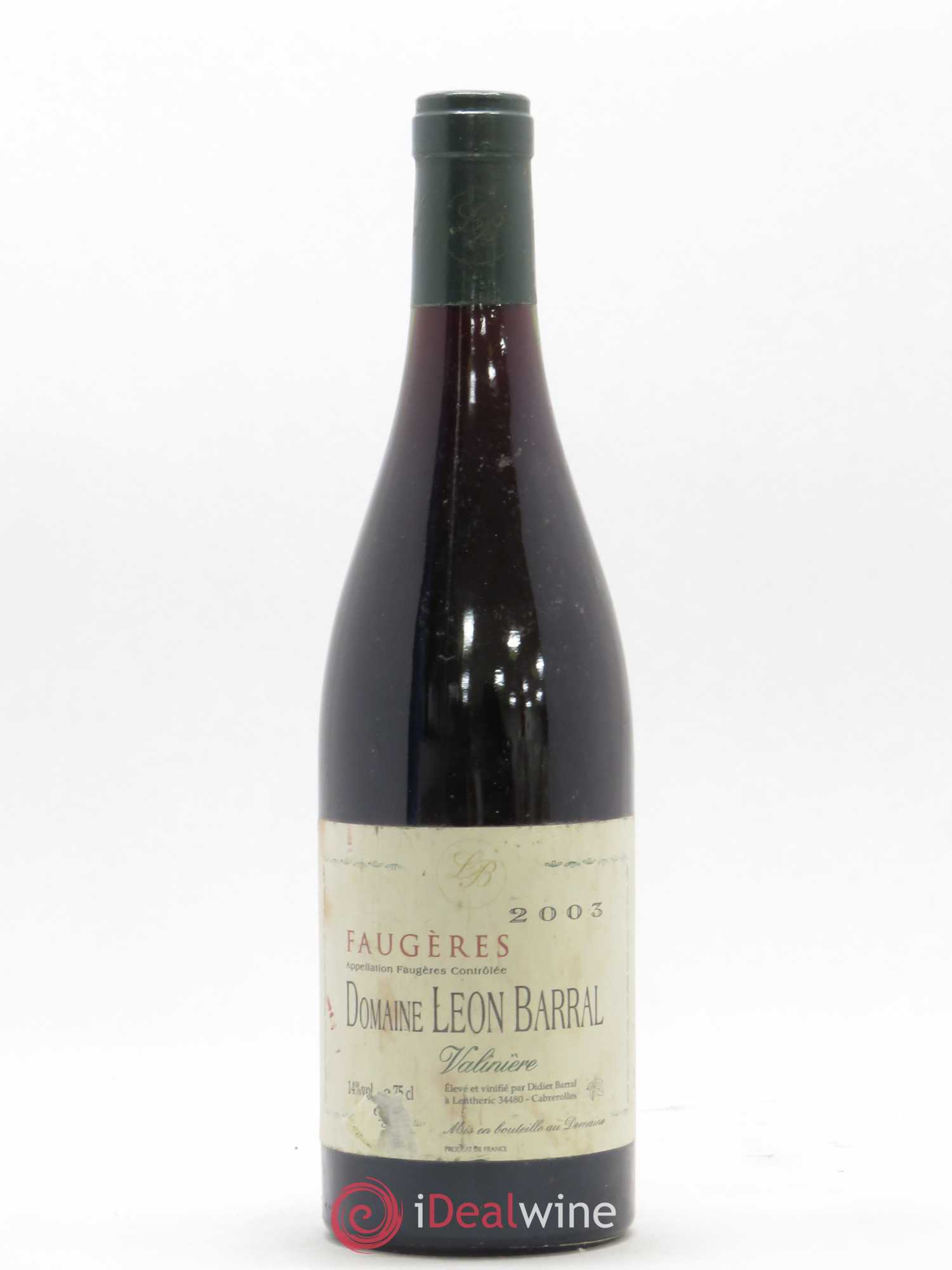 Faugères Valinière Domaine Léon Barral 2003 - Lot de 1 bouteille - 0
