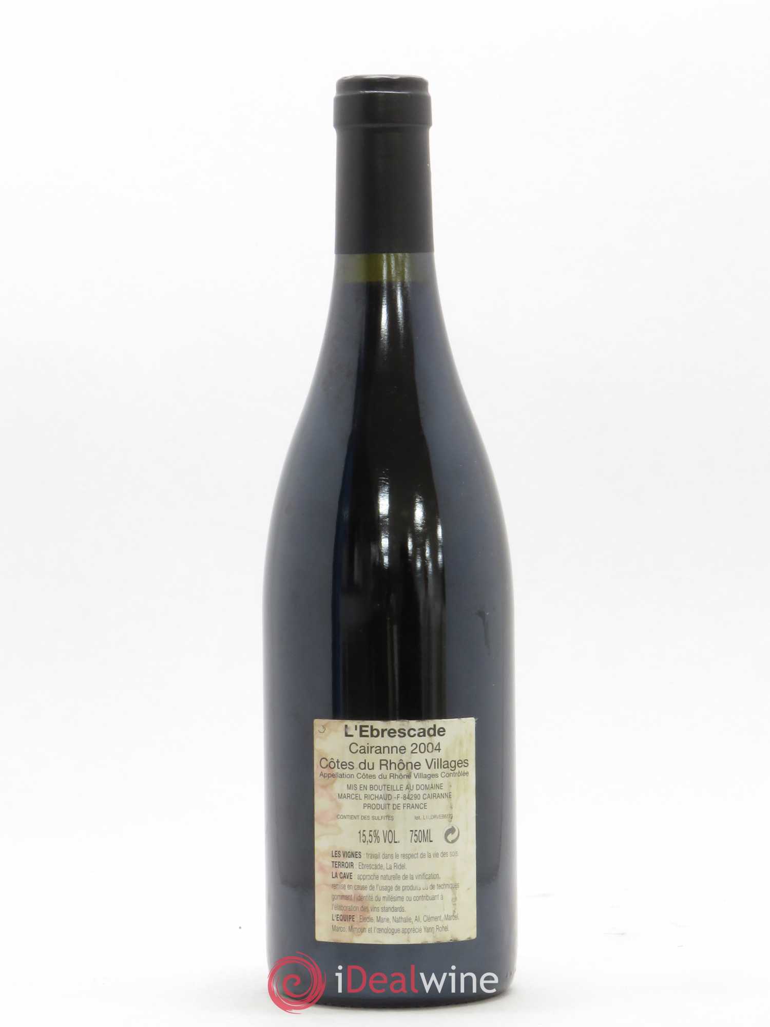 Cairanne Ebrescade Marcel Richaud 2004 - Lot de 1 bouteille - 1