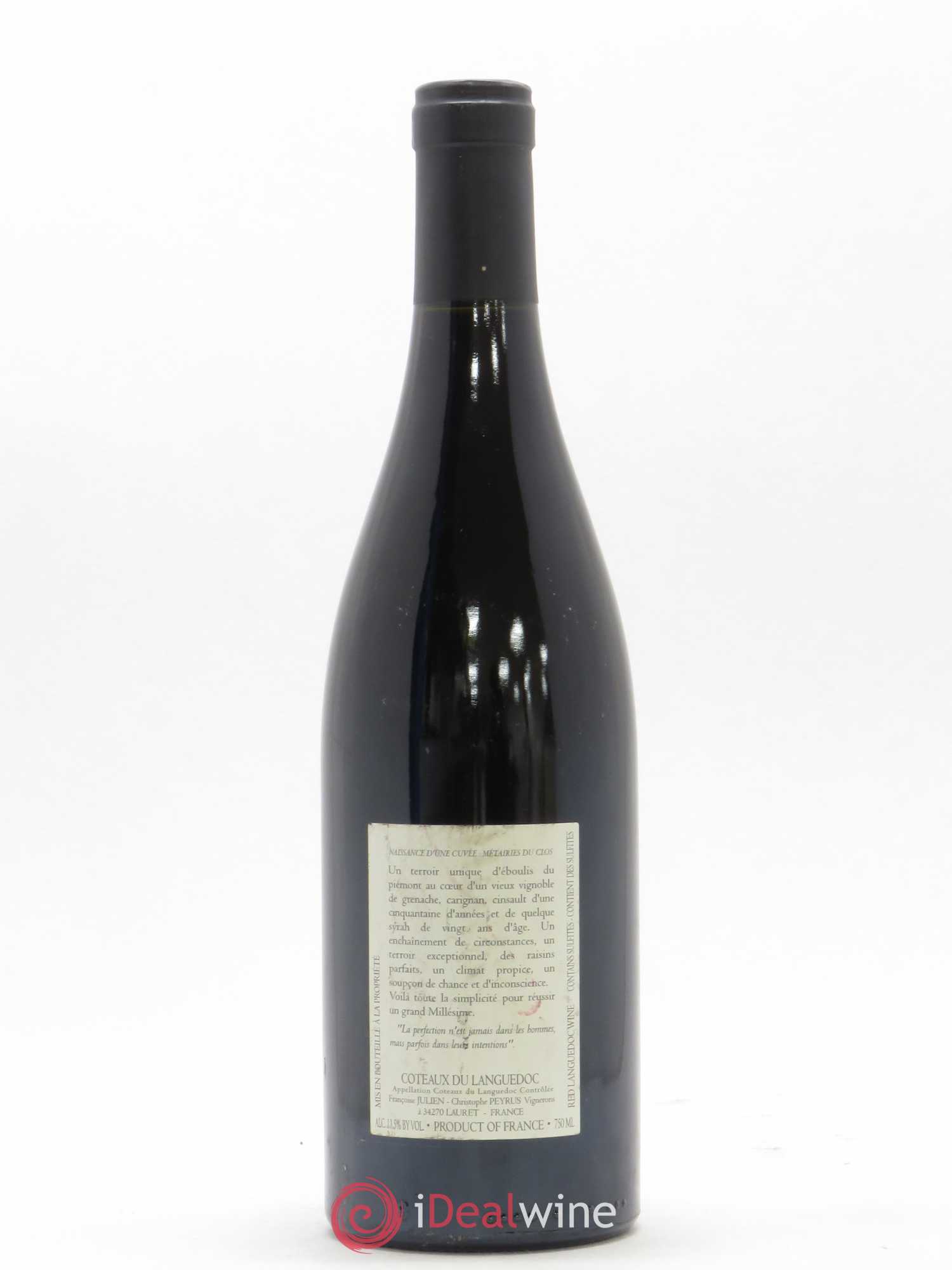 Pic Saint-Loup Les Métairies du Clos Vieilles Vignes Christophe Peyrus et Françoise Julien 2005 - Lot de 1 bouteille - 1