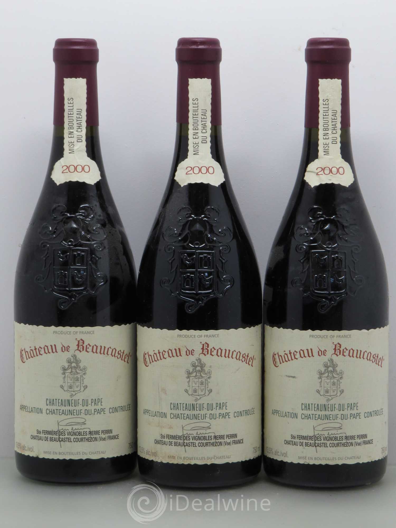 Châteauneuf-du-Pape Château de Beaucastel Famille Perrin 2000 - Lot de 3 bouteilles - 0