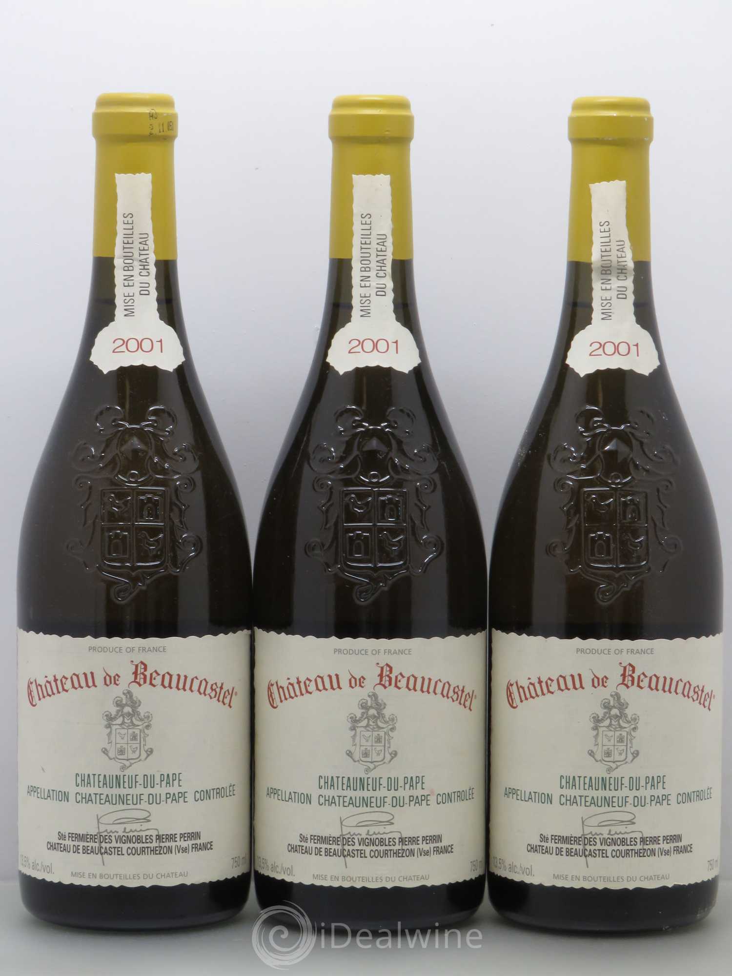 Châteauneuf-du-Pape Château de Beaucastel Famille Perrin 2001 - Lot de 3 bouteilles - 0