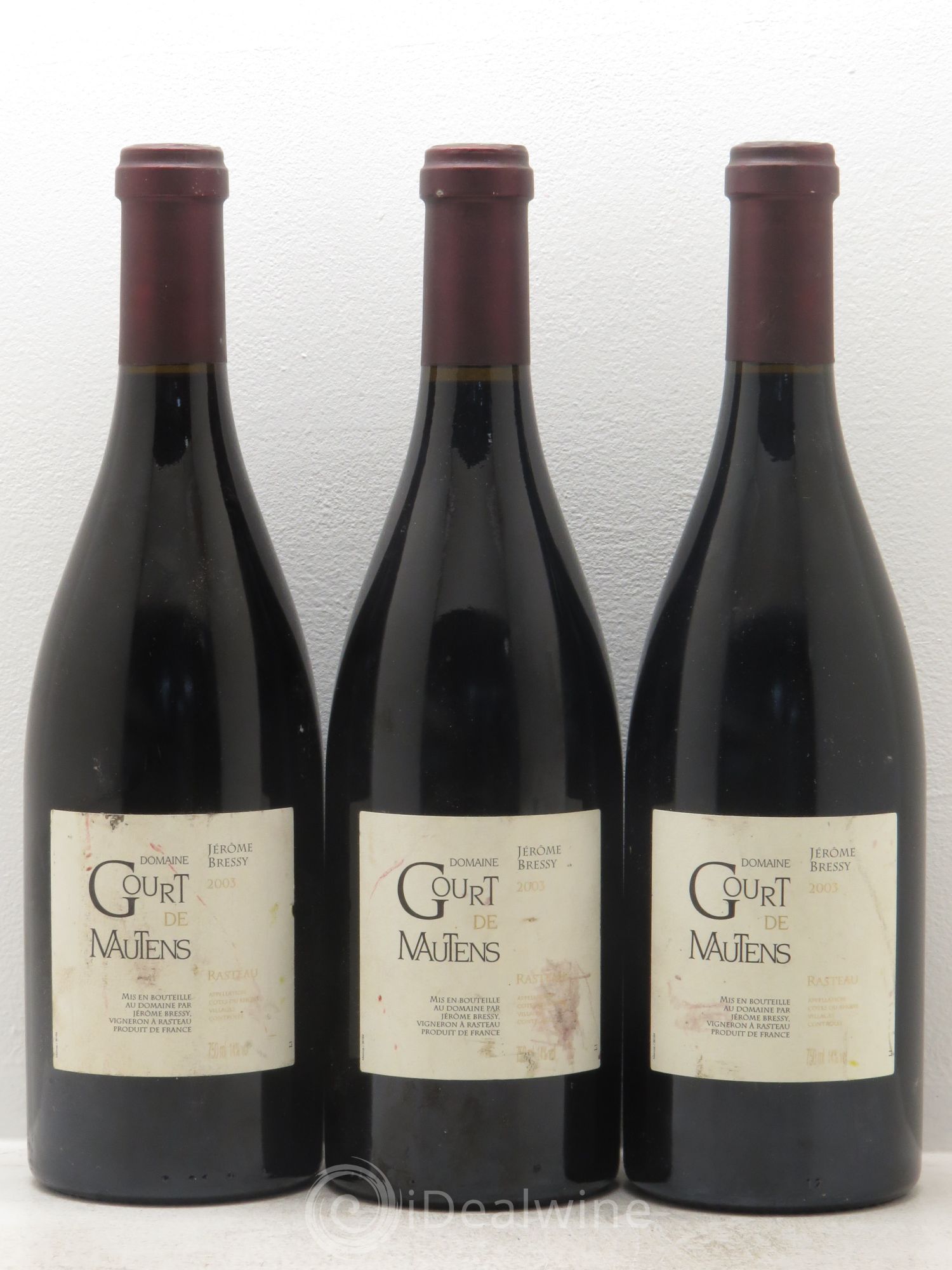 Rasteau Domaine Gourt de Mautens - Jérôme Bressy 2003 - Lot de 3 bouteilles - 0