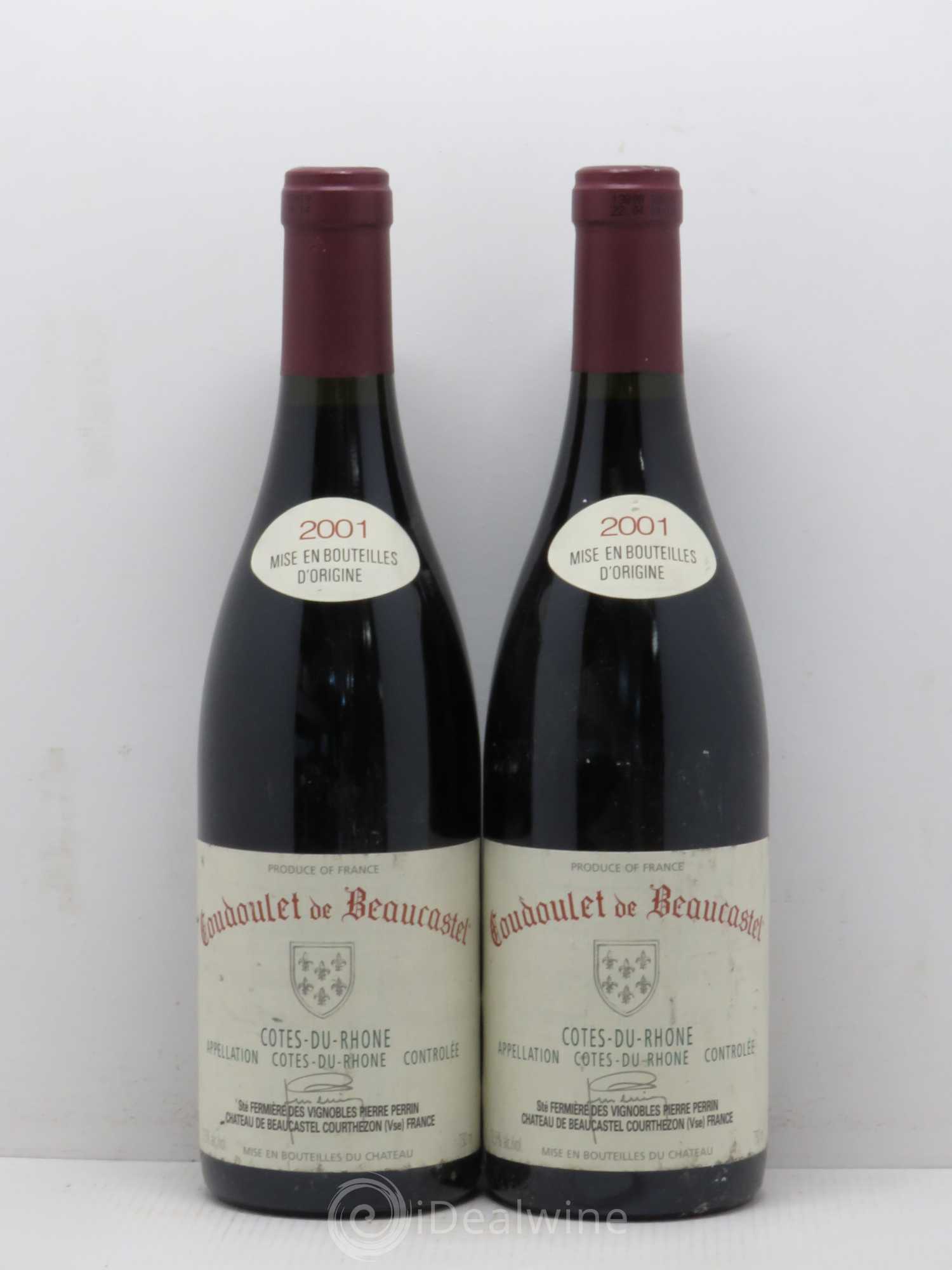 Côtes-du-Rhône Coudoulet de Beaucastel Famille Perrin 2001 - Lot de 2 bouteilles - 0