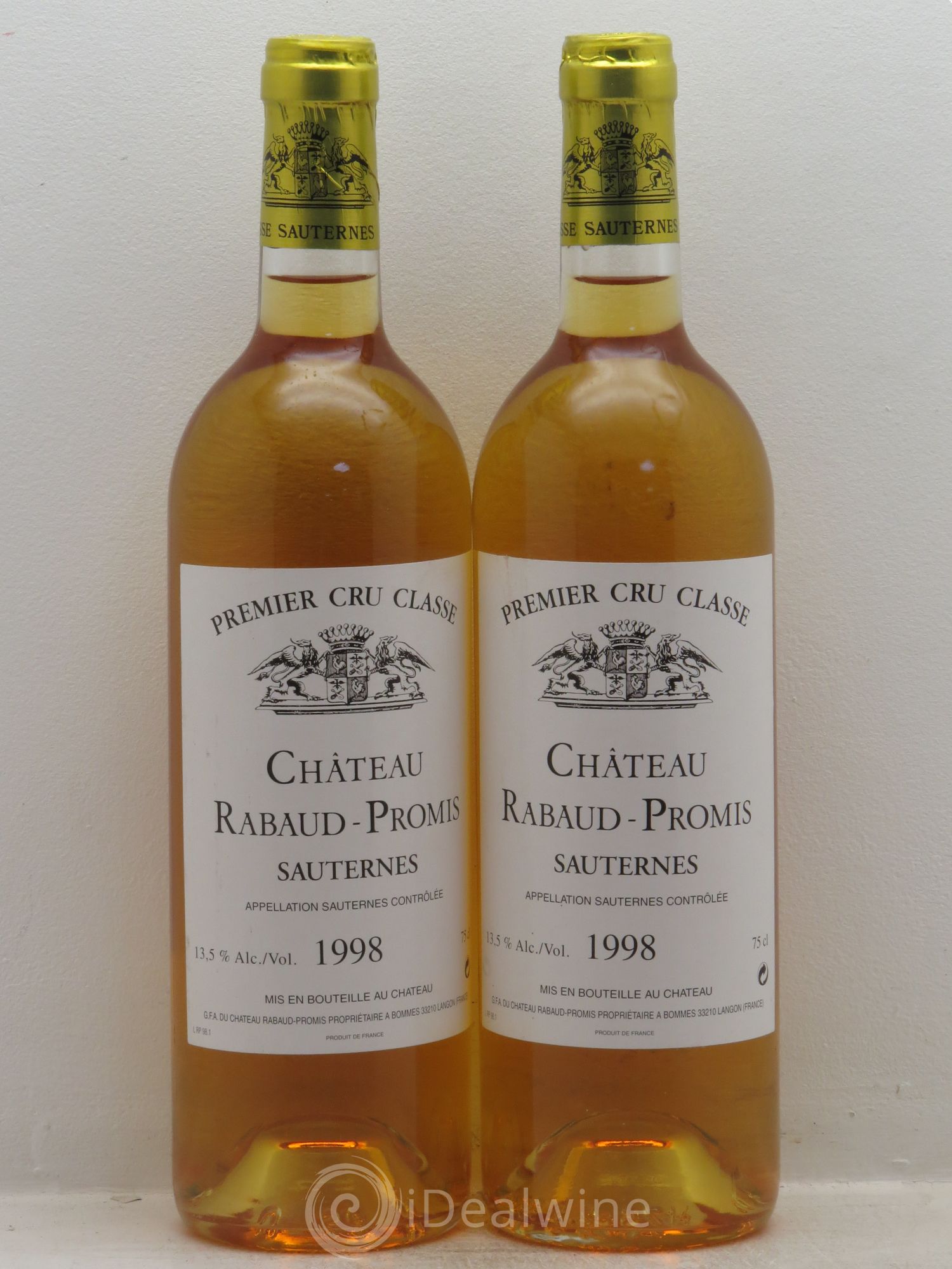Château Rabaud Promis 1er Grand Cru Classé 1998 - Lotto di 2 bottiglie - 0