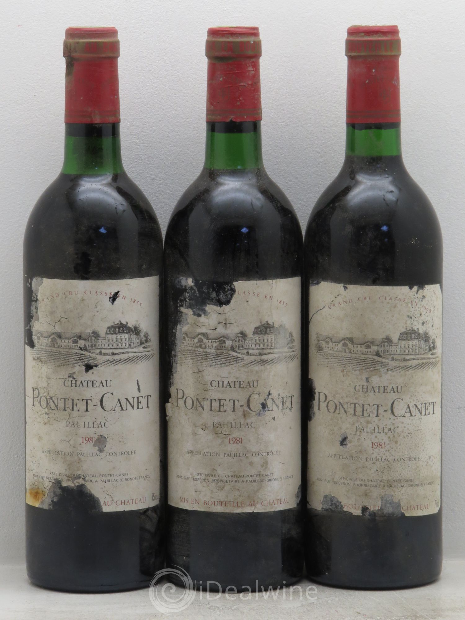 Château Pontet Canet 5ème Grand Cru Classé 1981 - Lot de 3 bouteilles - 0