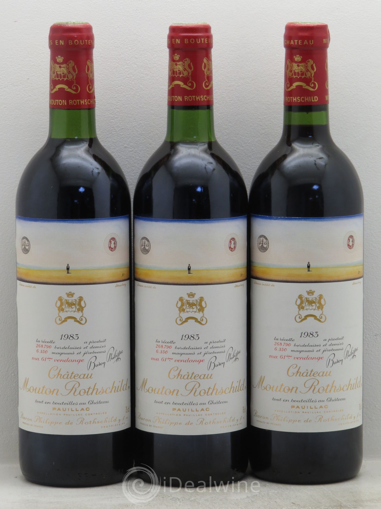 Château Mouton Rothschild 1er Grand Cru Classé 1983 - Lot de 3 bouteilles - 0