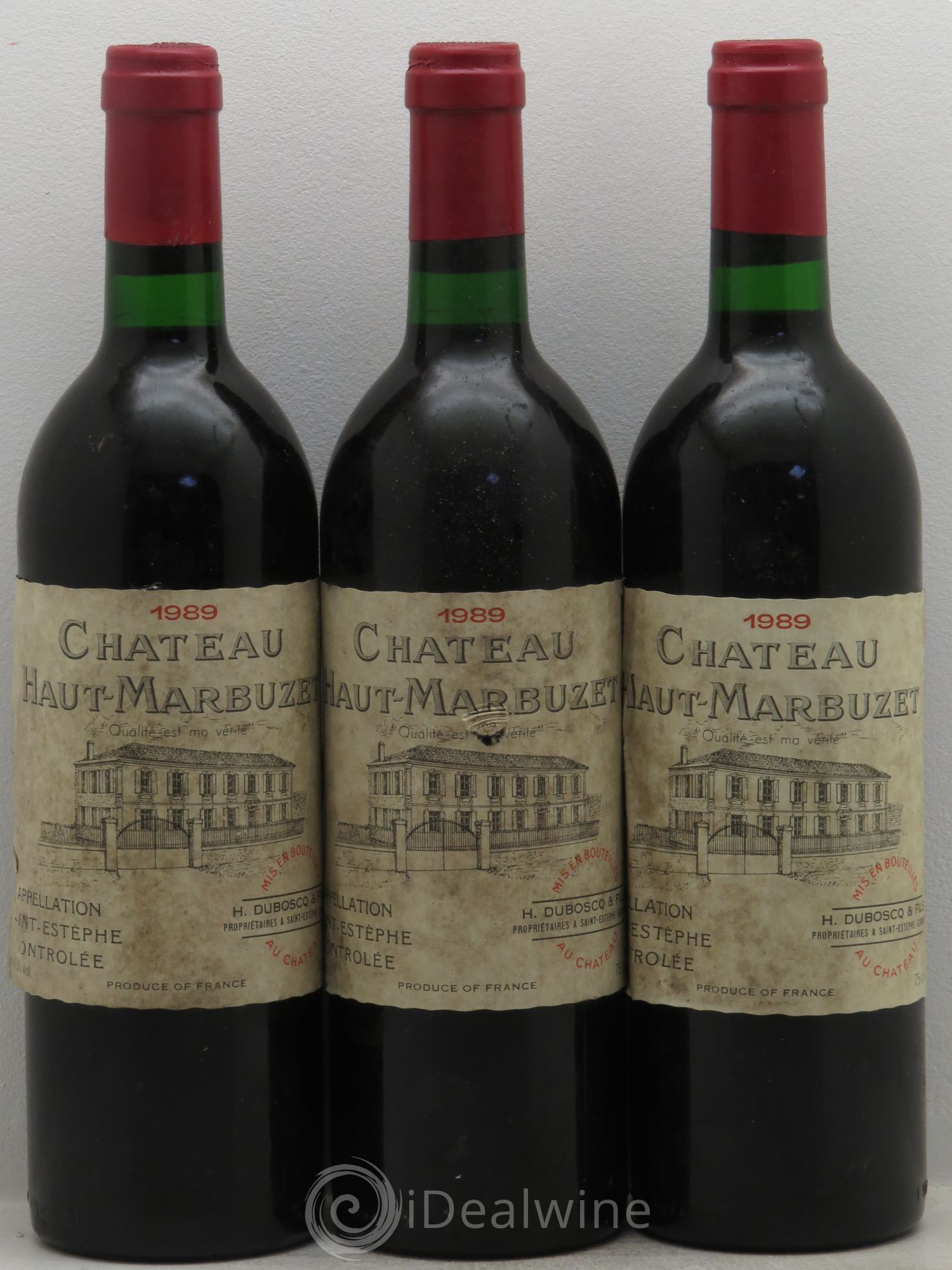 Château Haut Marbuzet 1989 - Lot de 3 bouteilles - 0