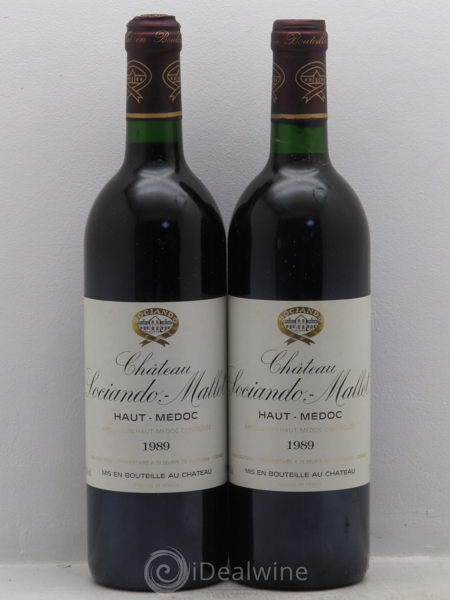 Château Sociando Mallet 1989 - Lot de 2 bouteilles - 0