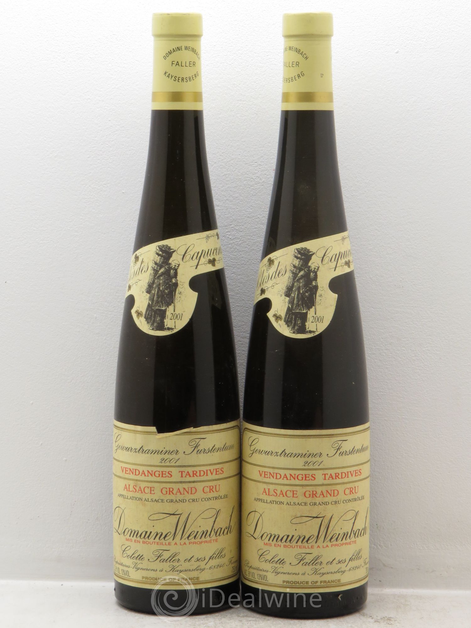 Alsace Gewurztraminer Grand Cru Furstentum Vendanges Tardives Weinbach (Domaine) Clos des Capucins 2001 - Lotto di 2 bottiglie - 0