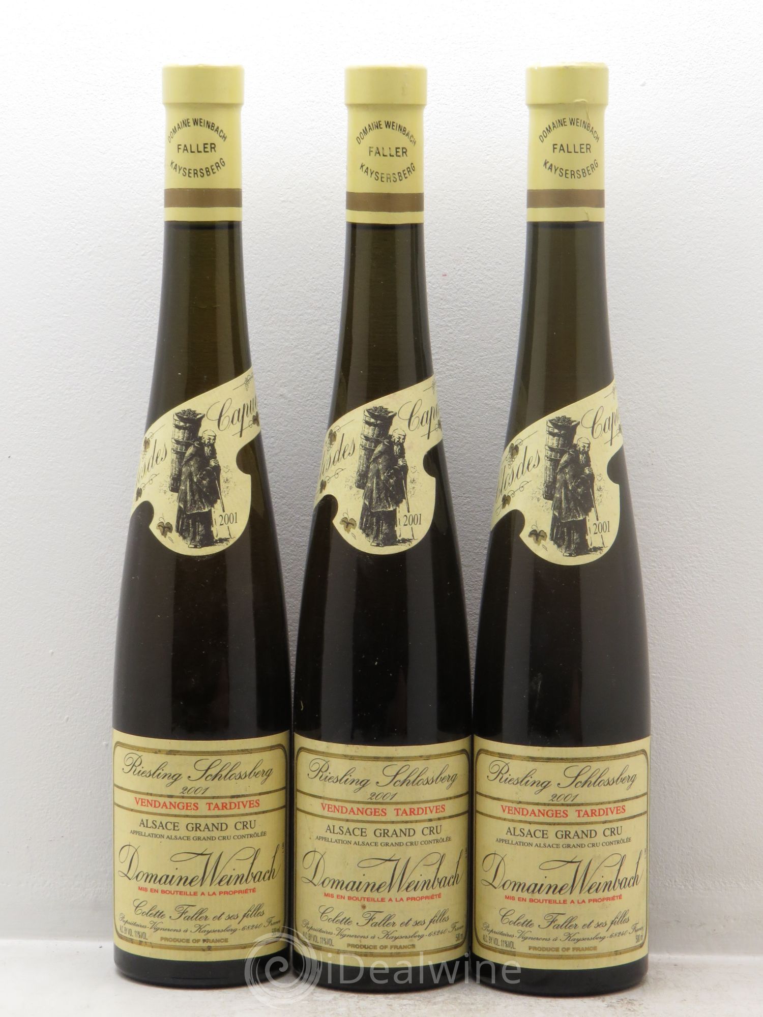 Alsace Riesling Vendanges Tardives Grand Cru Schlossberg Weinbach (Domaine) Clos des Capucins (50cl) 2001 - Lotto di 3 bottiglie - 0