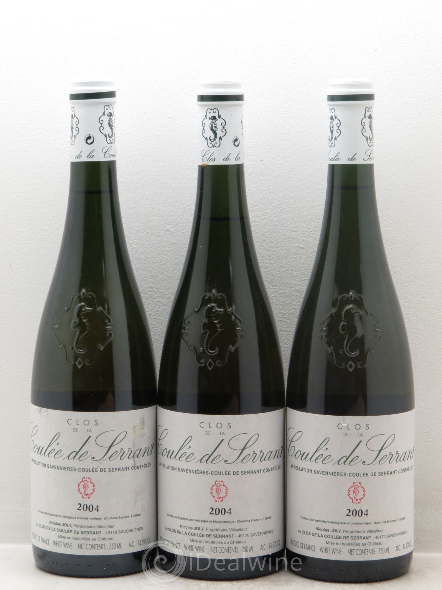 Savennières Clos de la Coulée de Serrant Vignobles de la Coulée de Serrant - Nicolas Joly 2004 - Lot de 3 bouteilles - 0