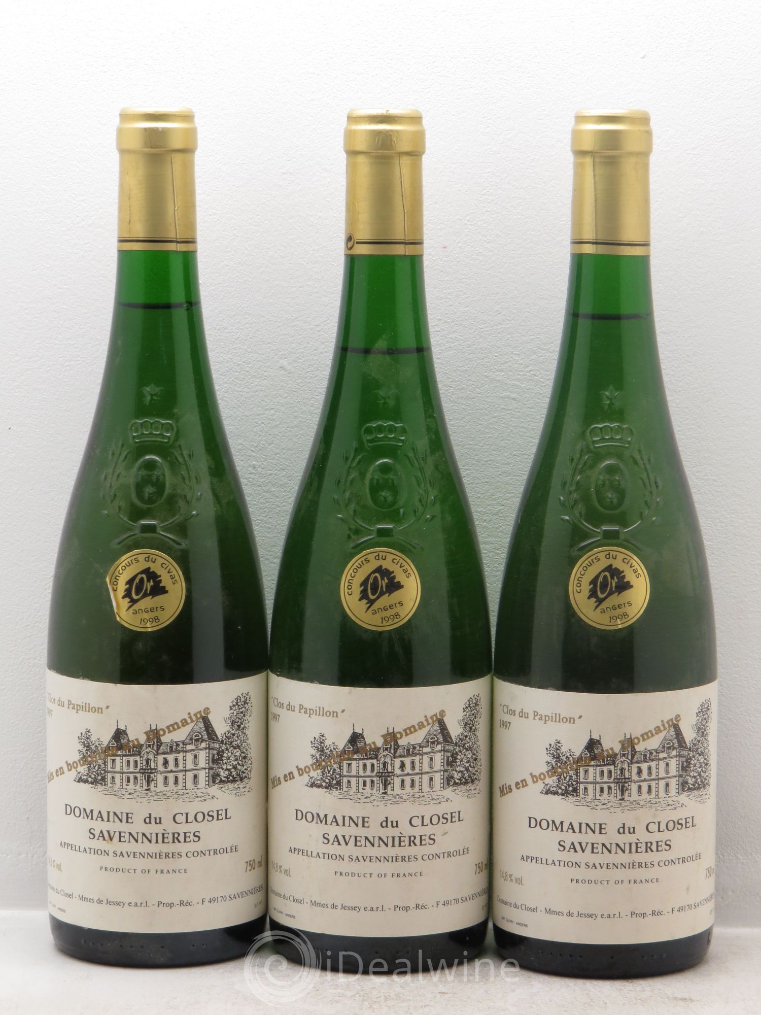 Savennières Clos du Papillon - Domaine du Closel (sans prix de réserve) 1997 - Posten von 3 Flaschen - 0