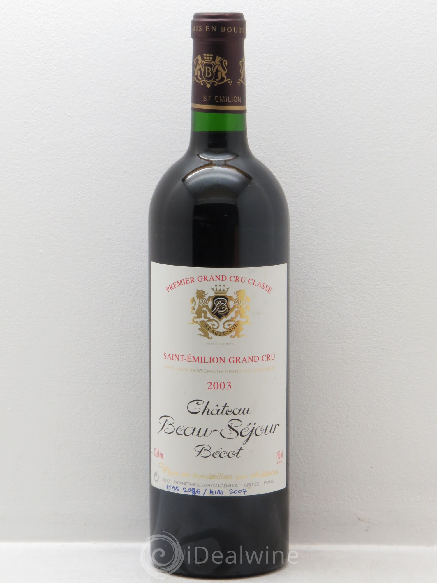 Château Beau-Séjour Bécot 1er Grand Cru Classé B 2003 - Lot de 1 bouteille - 0
