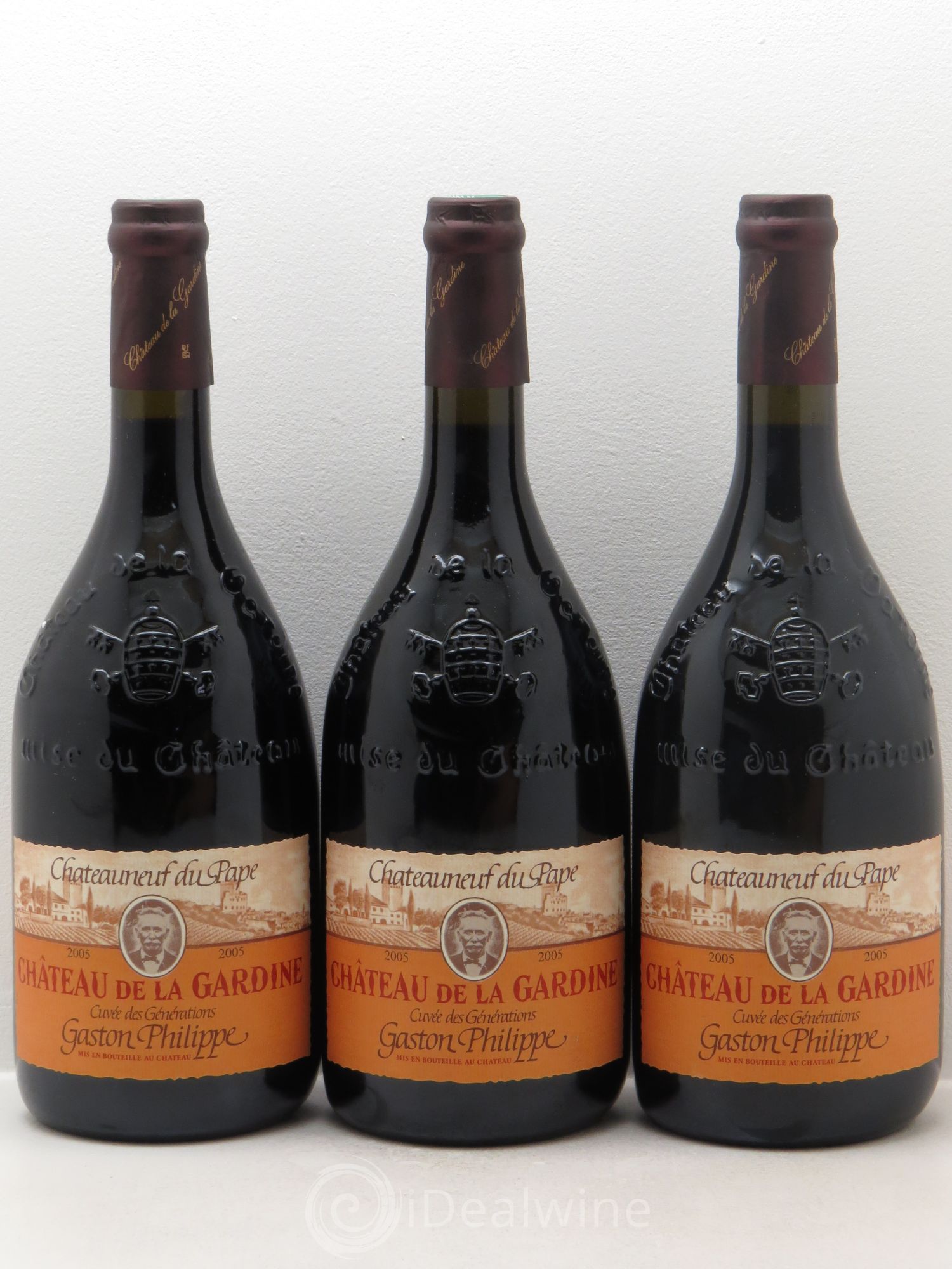 Châteauneuf-du-Pape Château de La Gardine Cuvée des Générations Gaston Philippe Famille Brunel 2005 - Lot de 3 bouteilles - 0