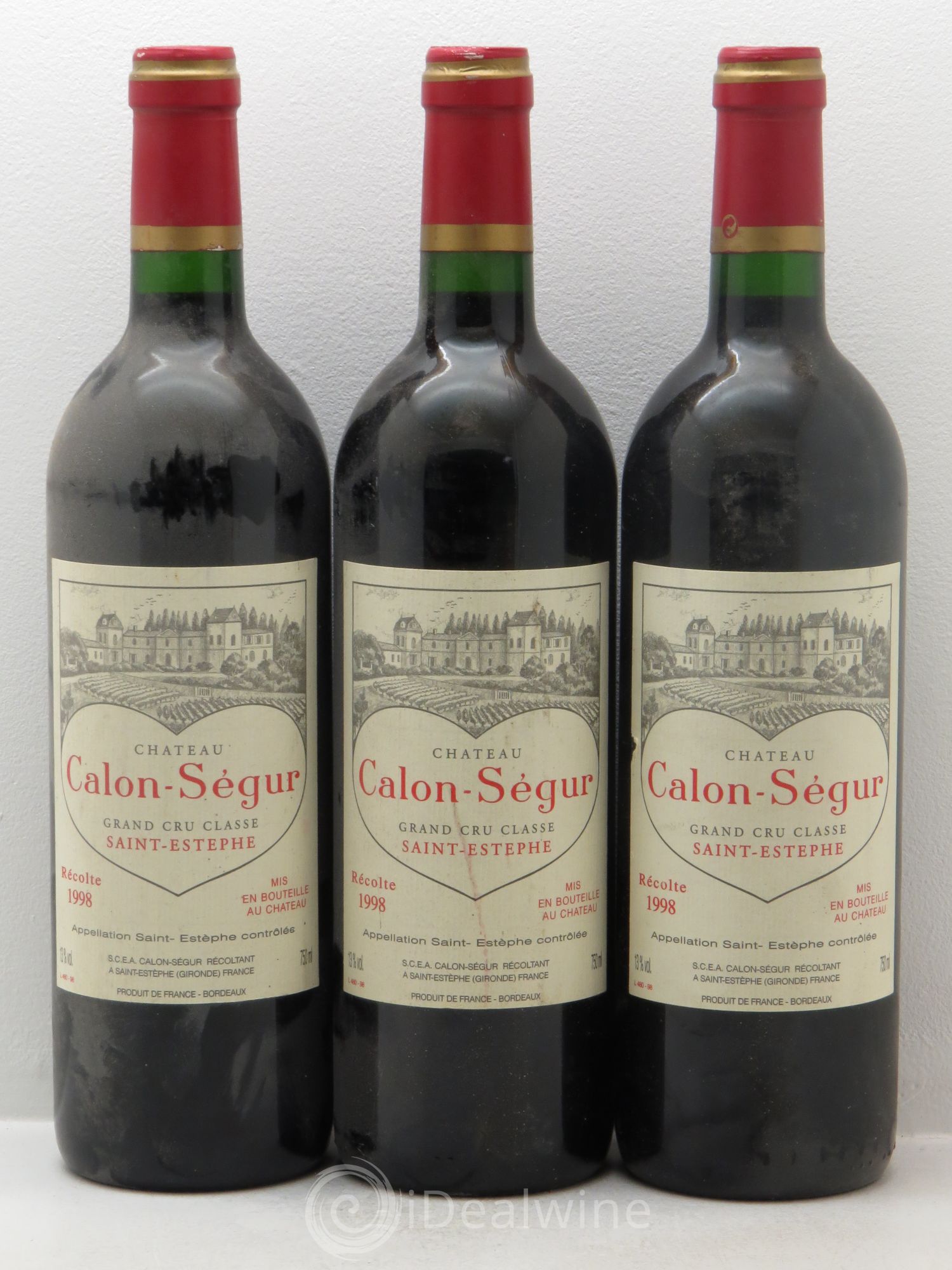 Château Calon Ségur 3ème Grand Cru Classé 1998 - Lot de 3 bouteilles - 0