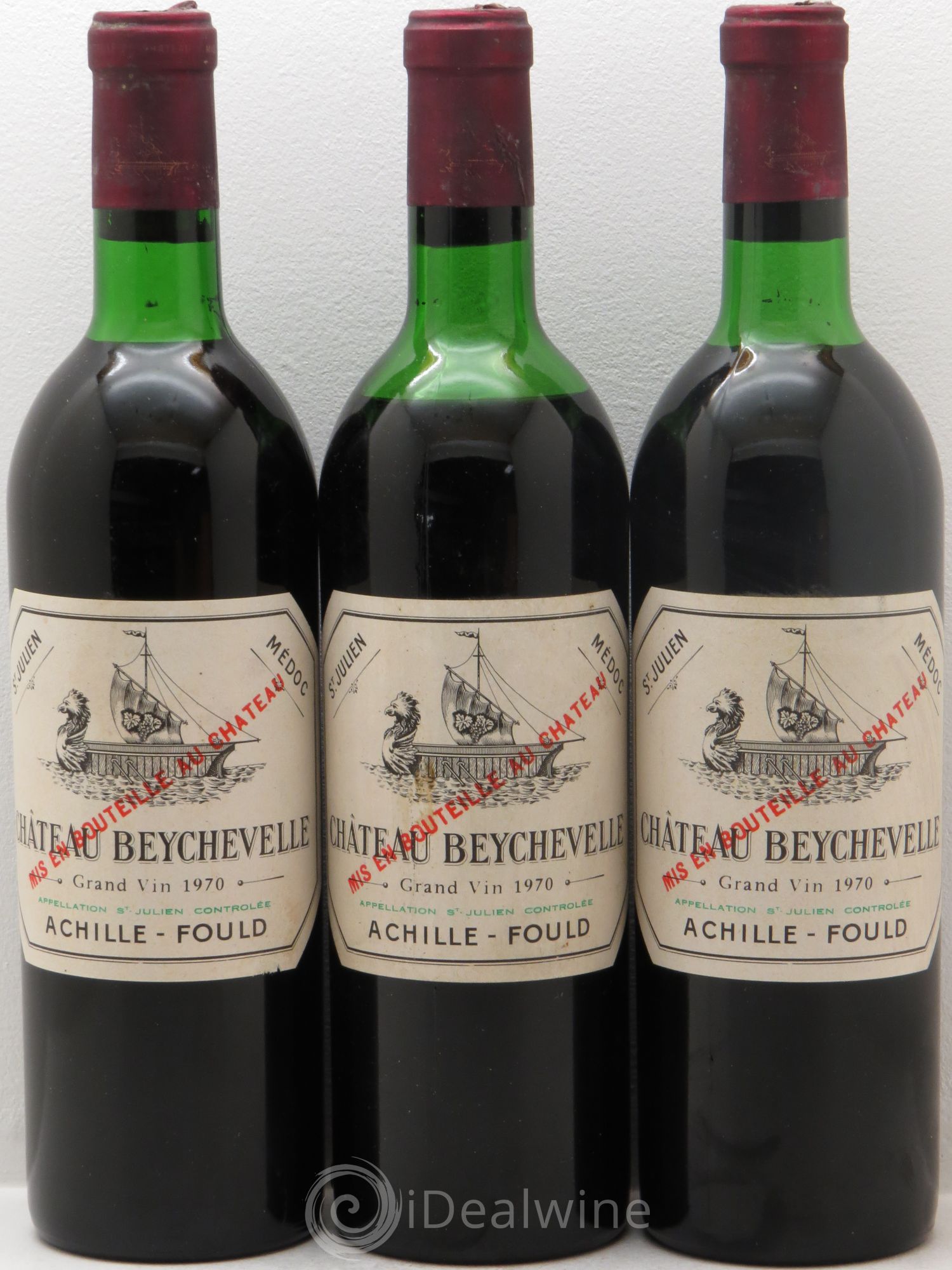 Château Beychevelle 4ème Grand Cru Classé 1970 - Lot de 3 bouteilles - 0