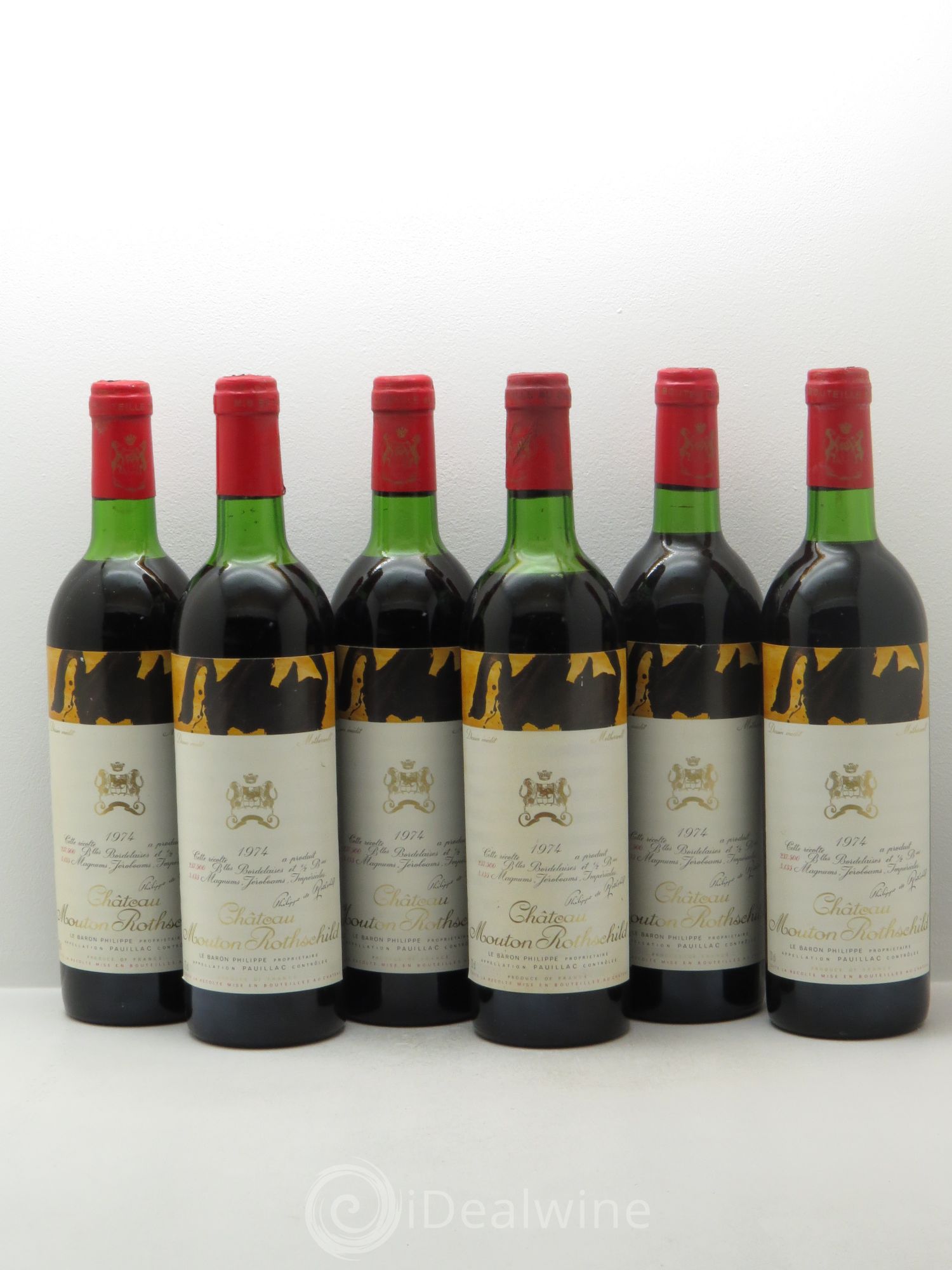 Château Mouton Rothschild 1er Grand Cru Classé 1974 - Lot de 6 bouteilles - 0