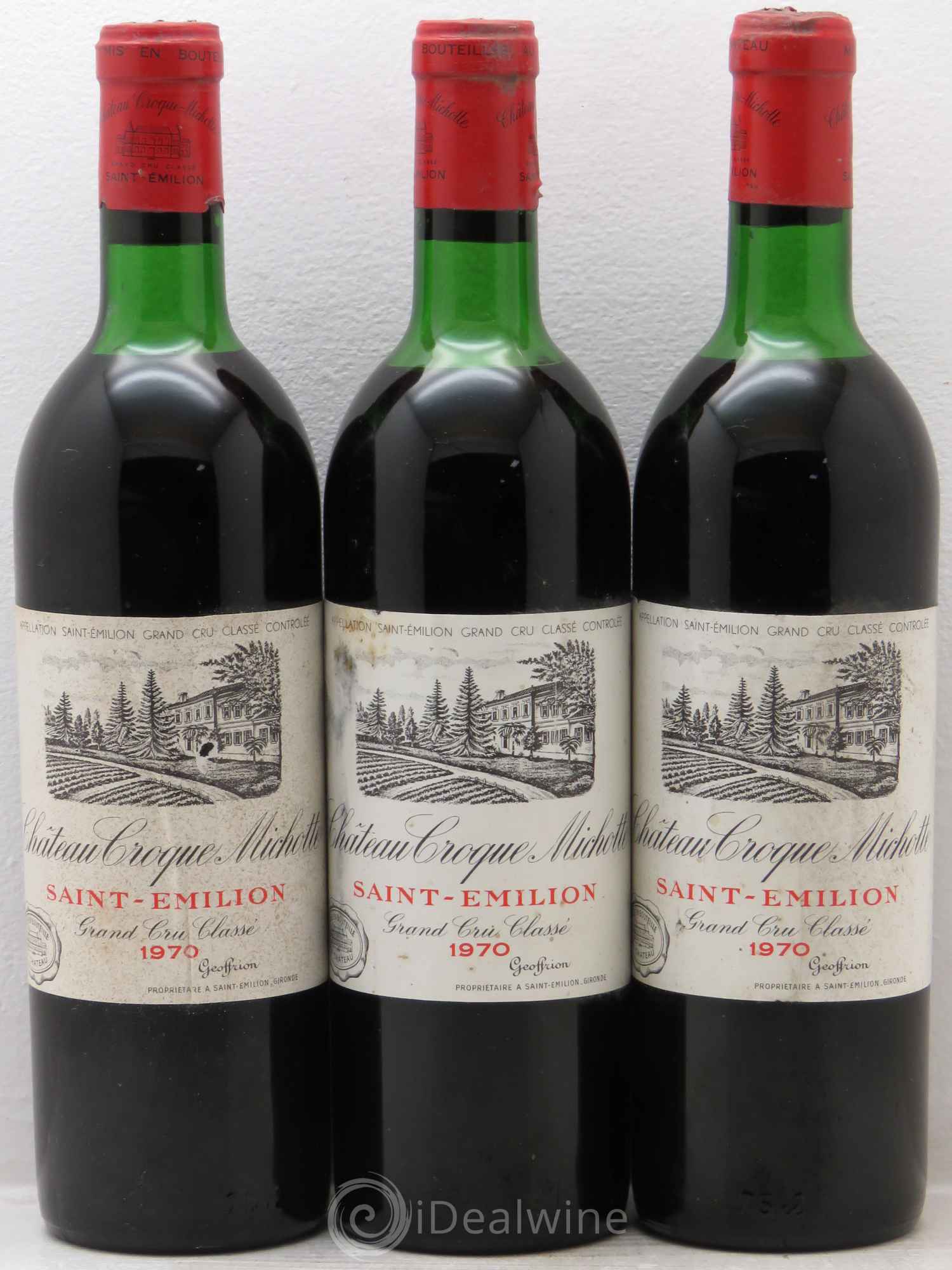 Château Croque Michotte 1970 - Lot de 3 bouteilles - 0